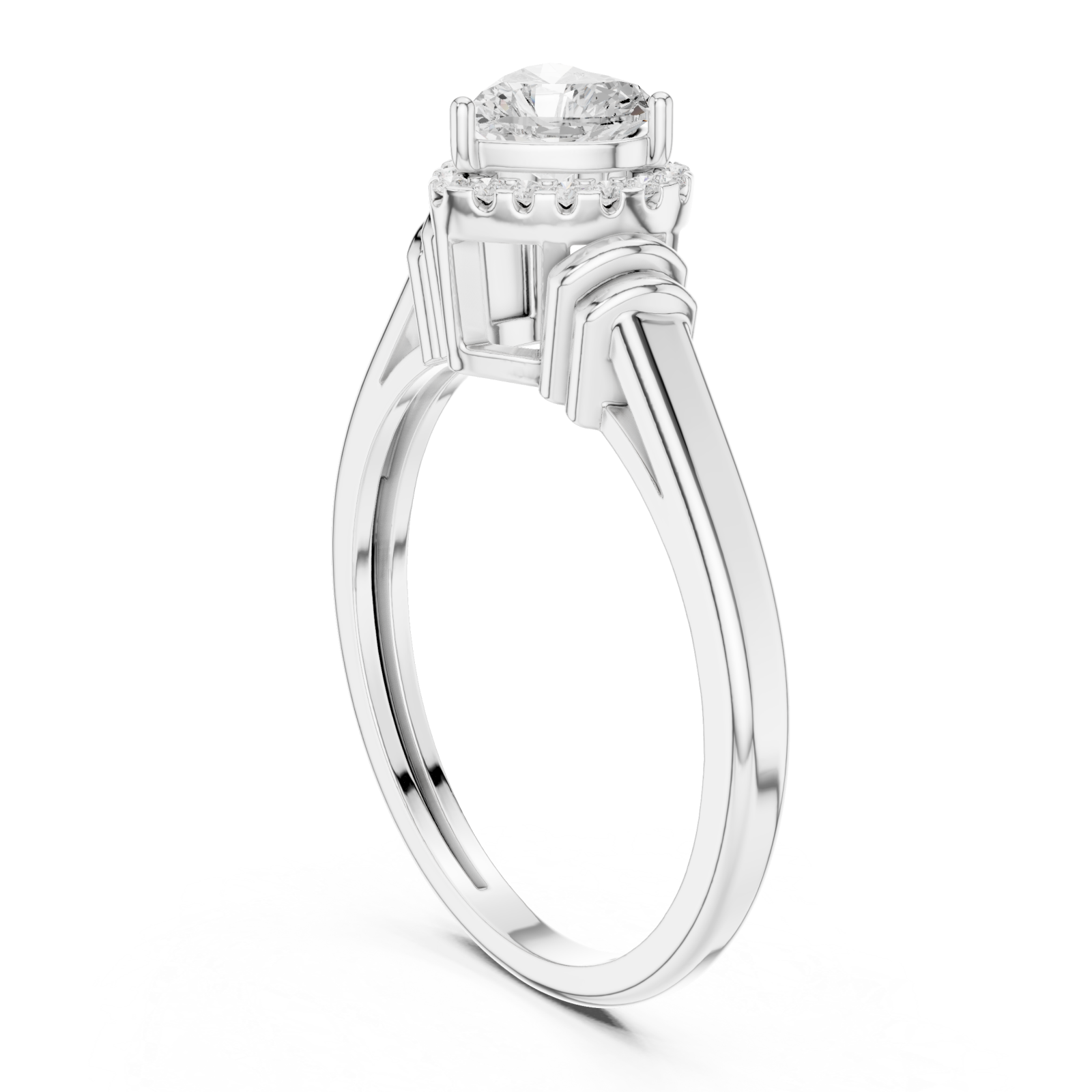  White Gold Celestial Embrace Heart Ring Left View