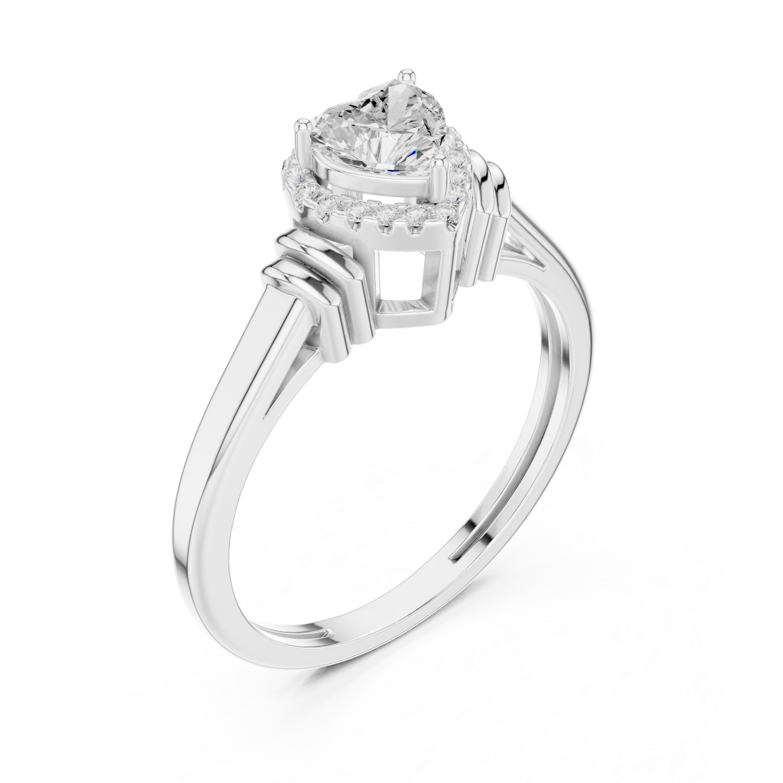  White Gold Celestial Embrace Heart Ring Right View