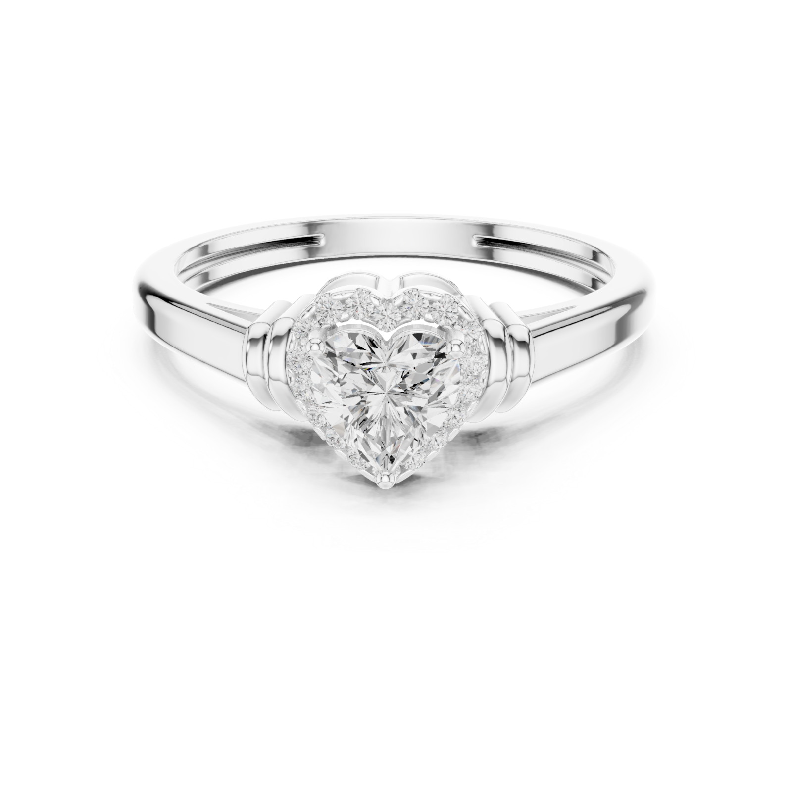  White Gold Celestial Embrace Heart Ring Front View