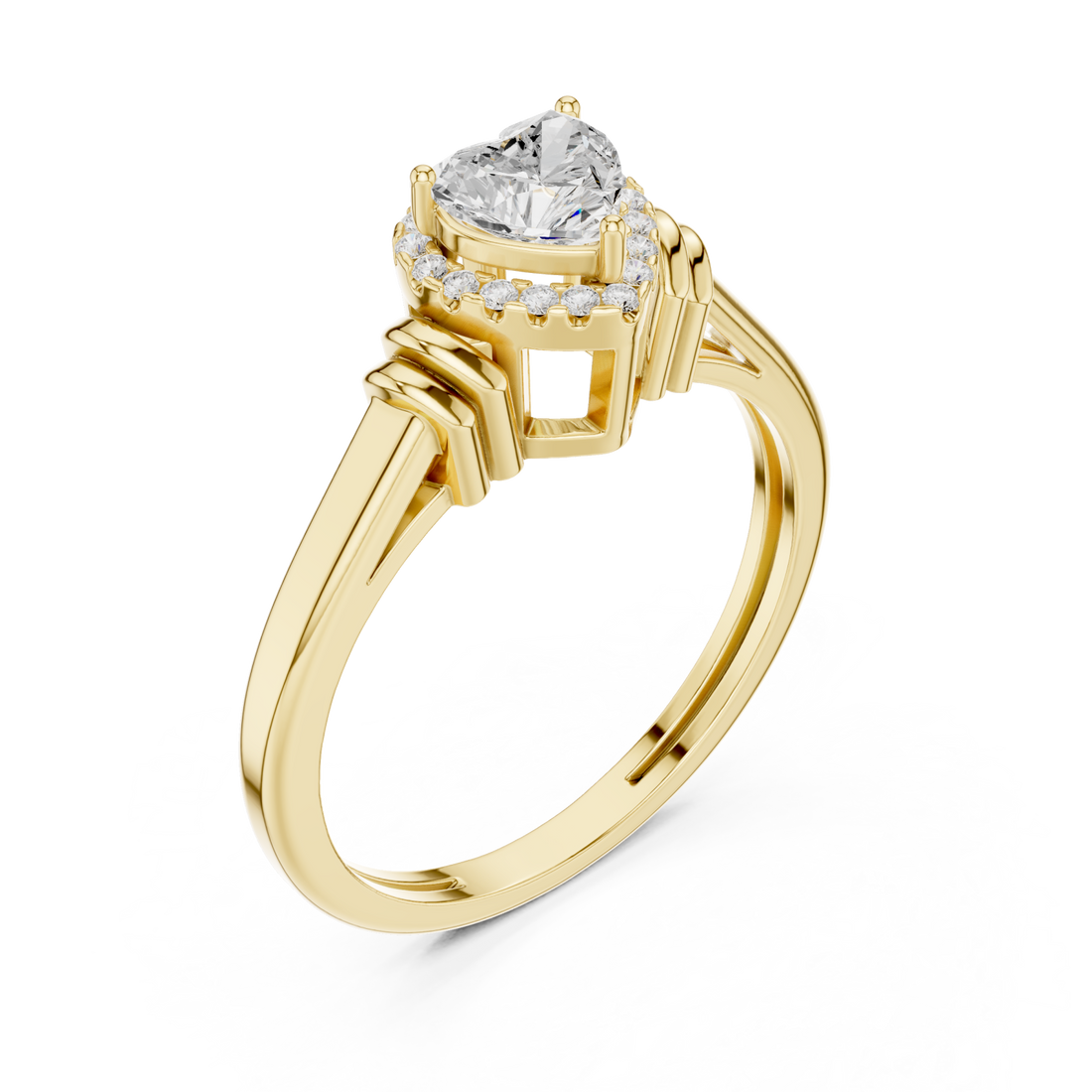 Gold Celestial Embrace Heart Ring Right View