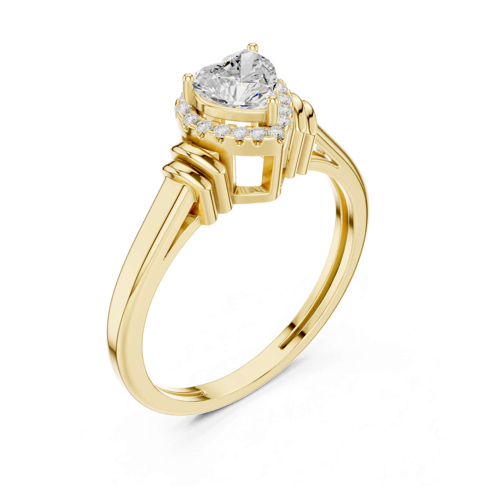 Gold Celestial Embrace Heart Ring Right View