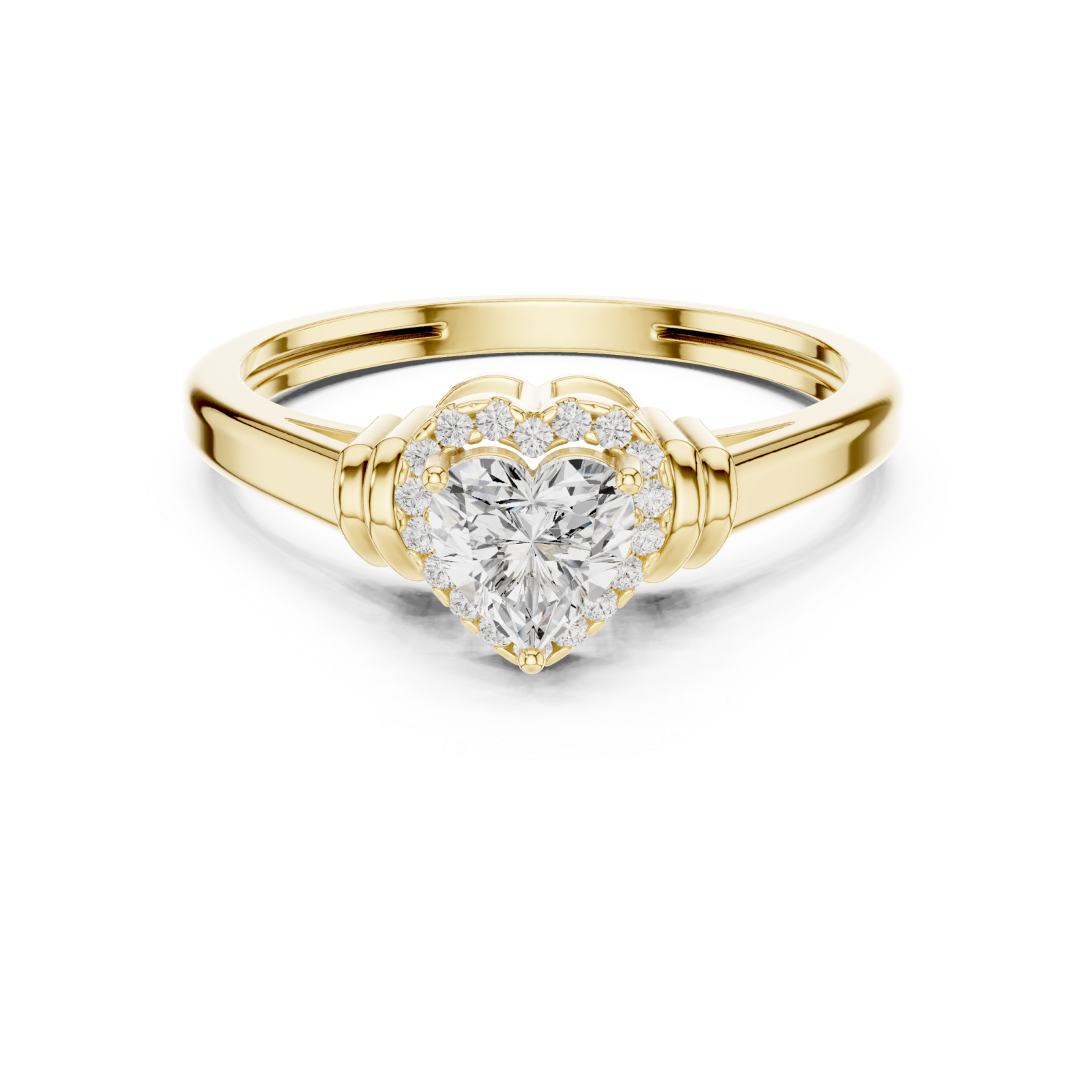  Gold Celestial Embrace Heart Ring Front View