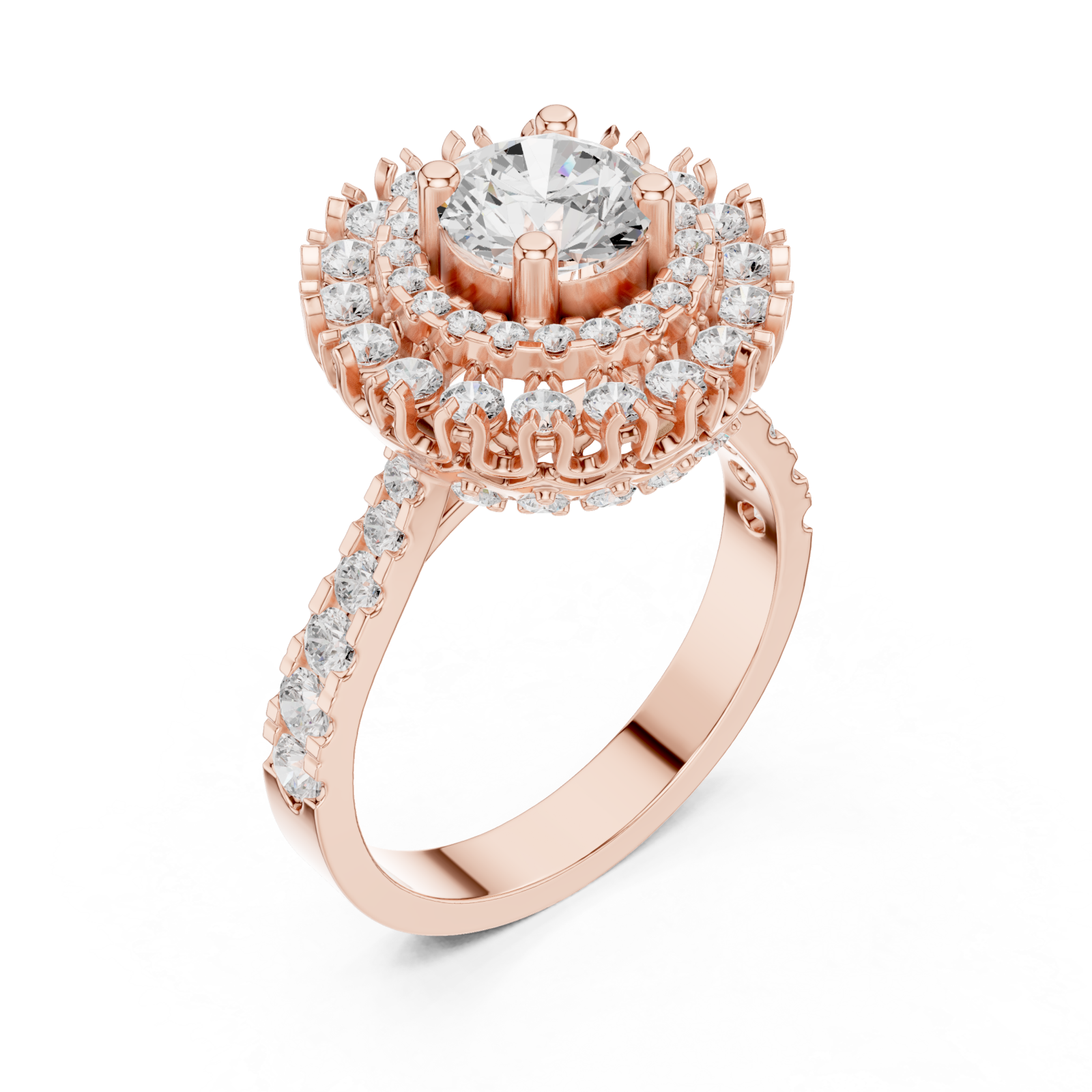  Rose Gold Radiant Bloom Regal Crown Statement Ring Right View