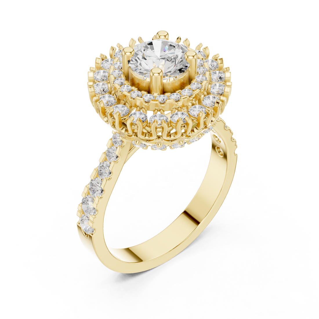 Gold Radiant Bloom Regal Crown Statement Ring Right View