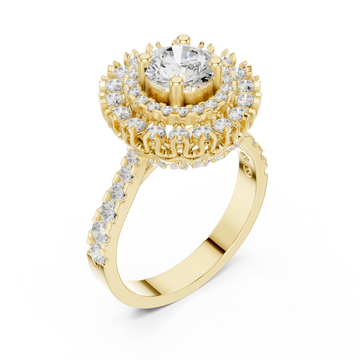 Gold Radiant Bloom Regal Crown Statement Ring Right View