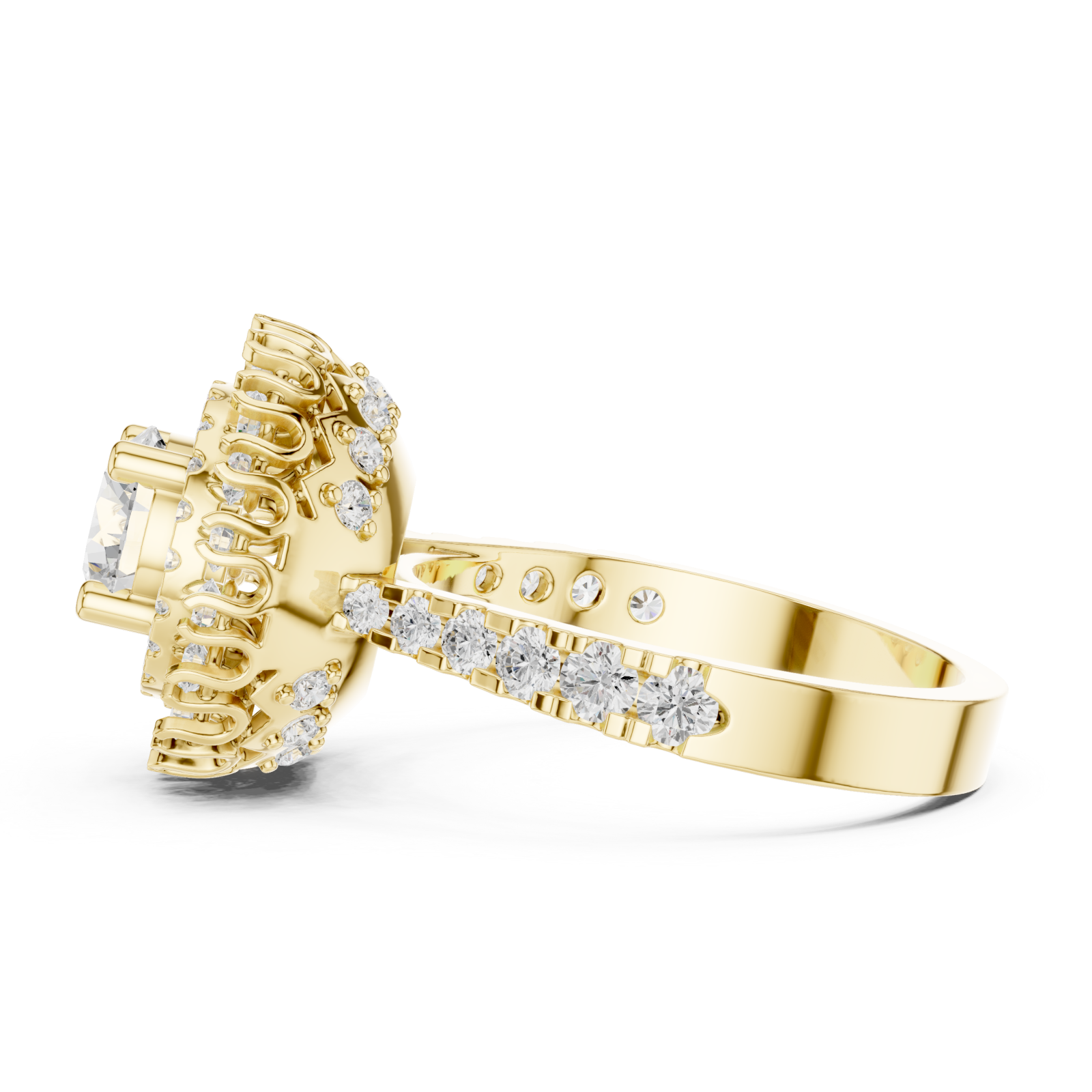  Gold Radiant Bloom Regal Crown Statement Ring Side View