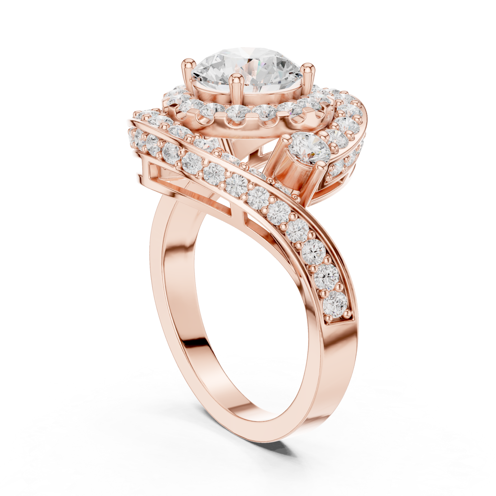  Rose Gold Luminous Allure Nouveau Band Ring Left View