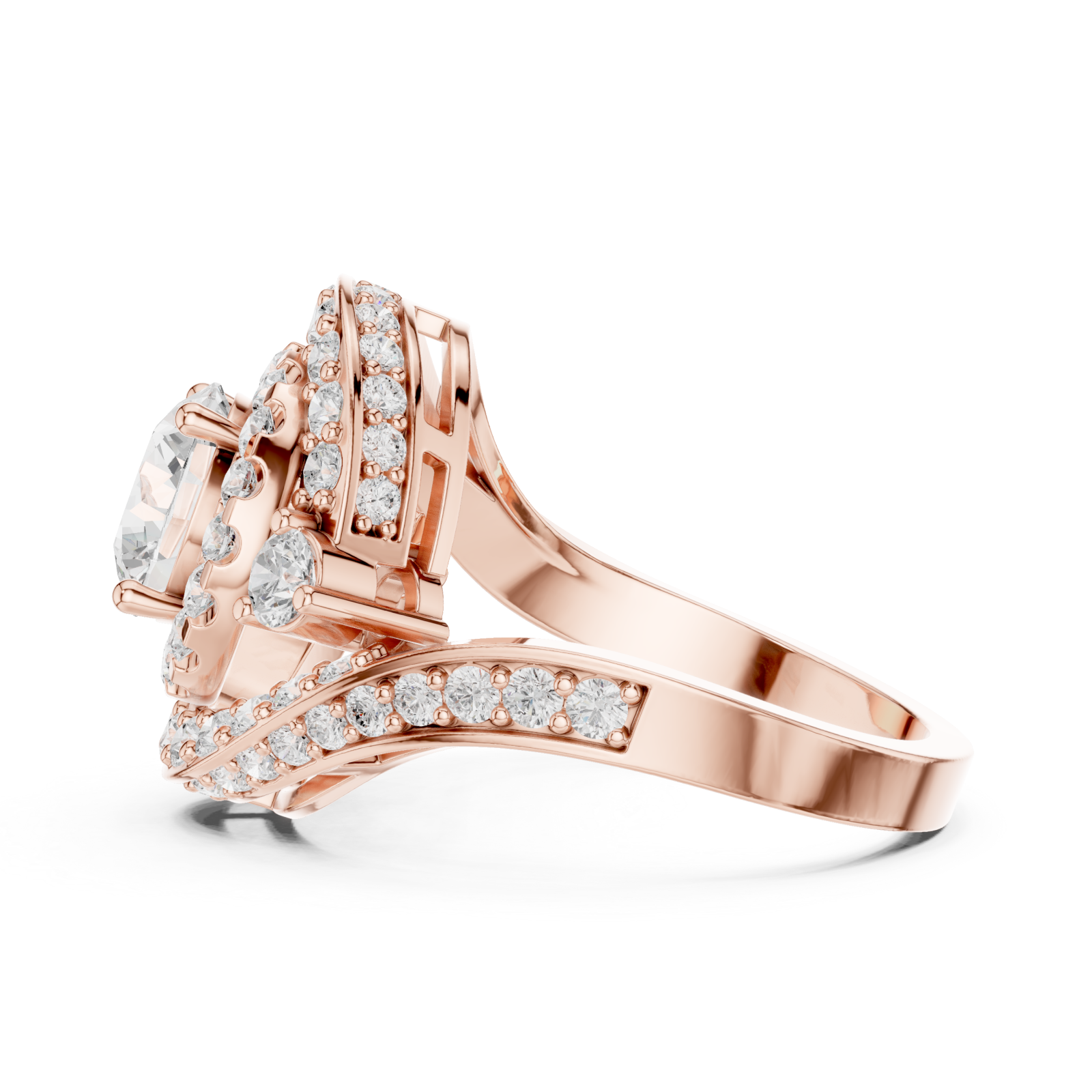  Rose Gold Luminous Allure Nouveau Band Ring Side View