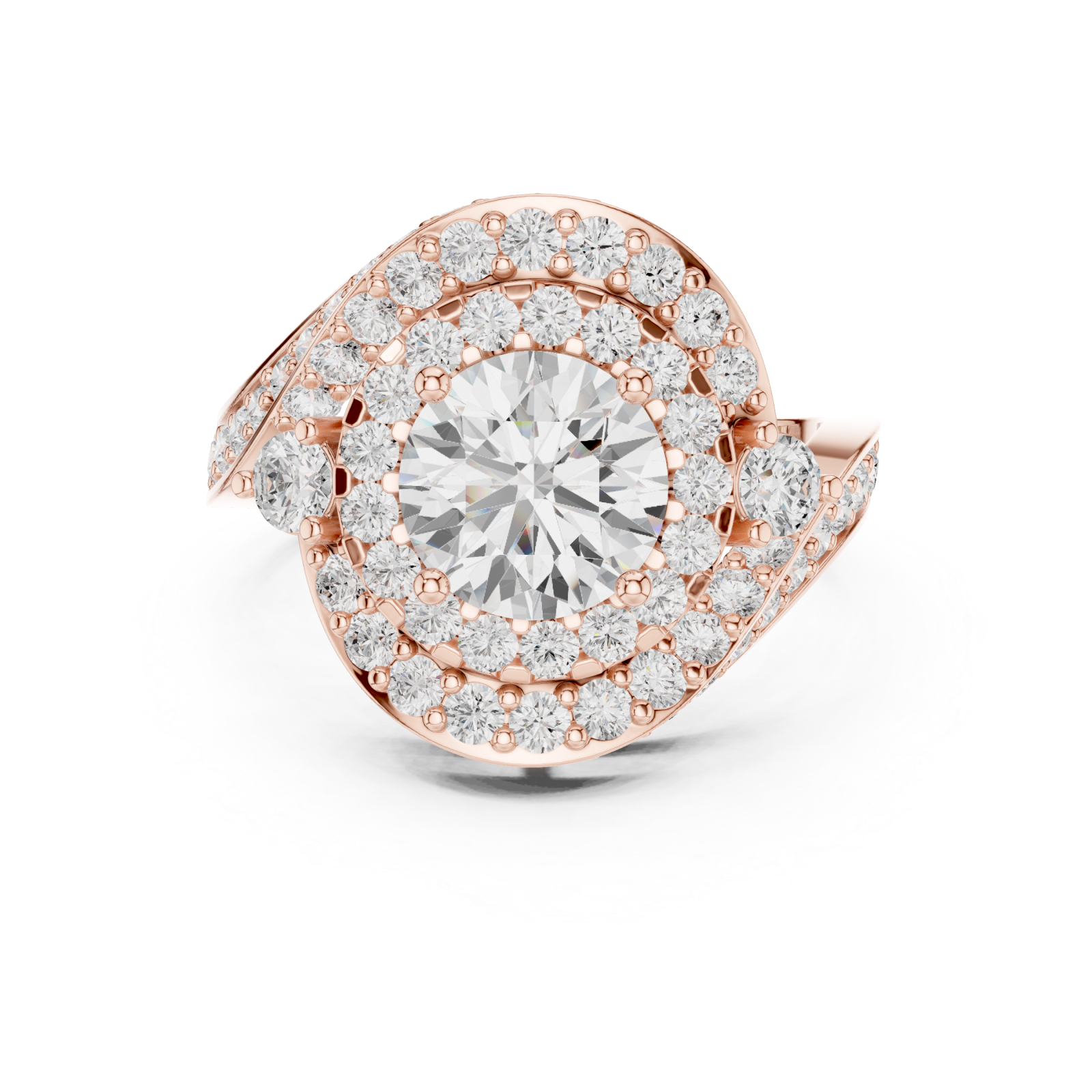  Rose Gold Luminous Allure Nouveau Band Ring Front View