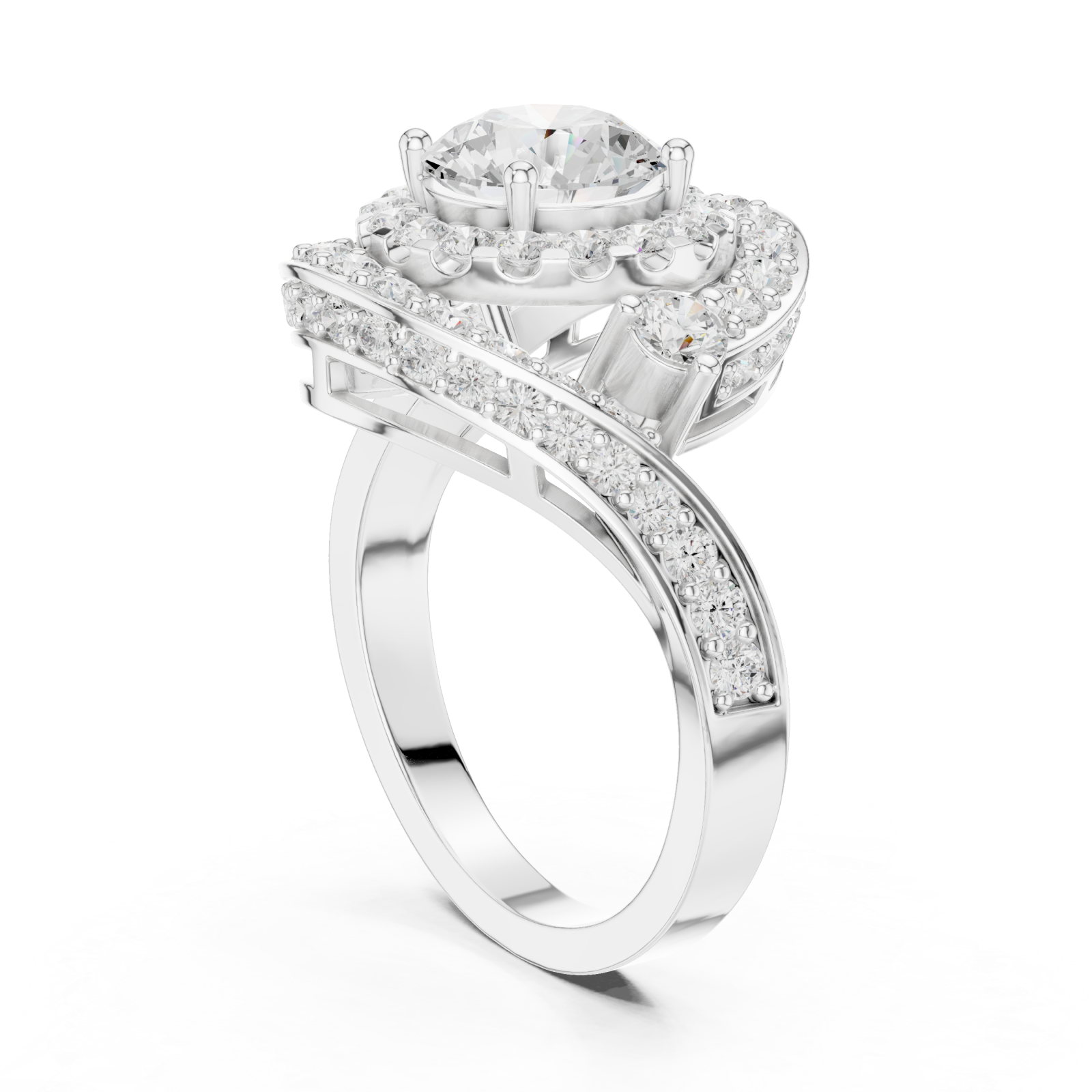  White Gold Luminous Allure Nouveau Band Ring Left View