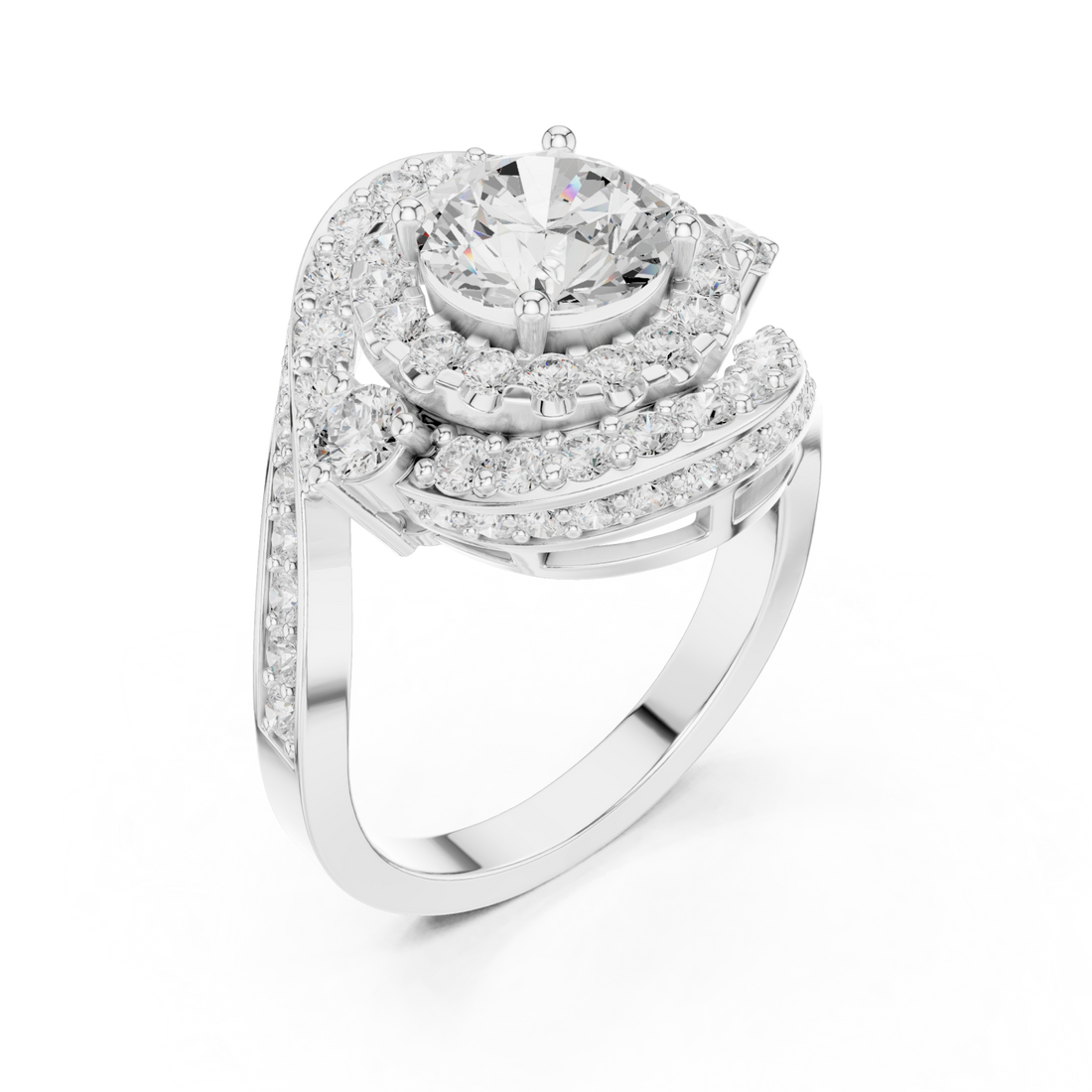  White Gold Luminous Allure Nouveau Band Ring Right View