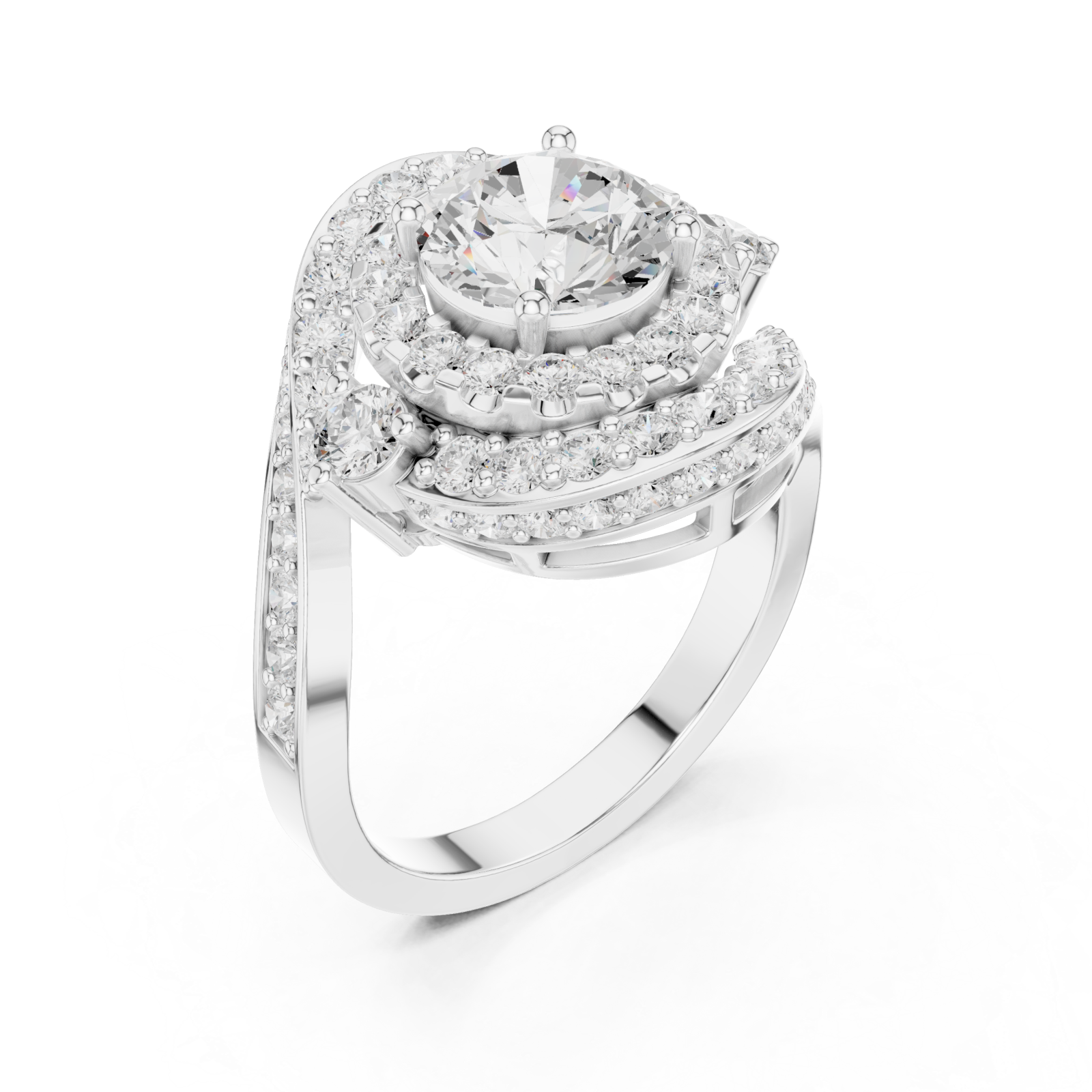  White Gold Luminous Allure Nouveau Band Ring Right View