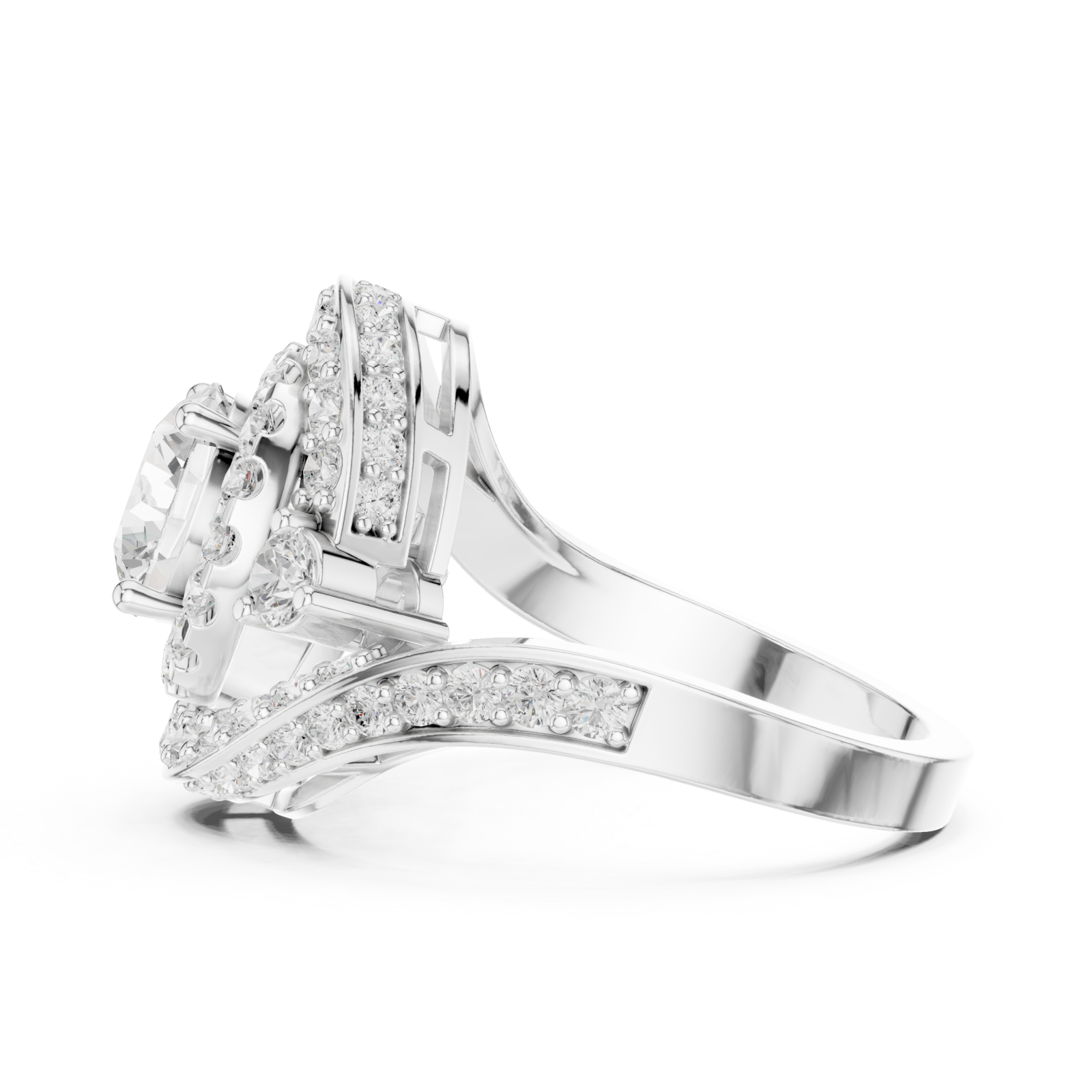  White Gold Luminous Allure Nouveau Band Ring Side View