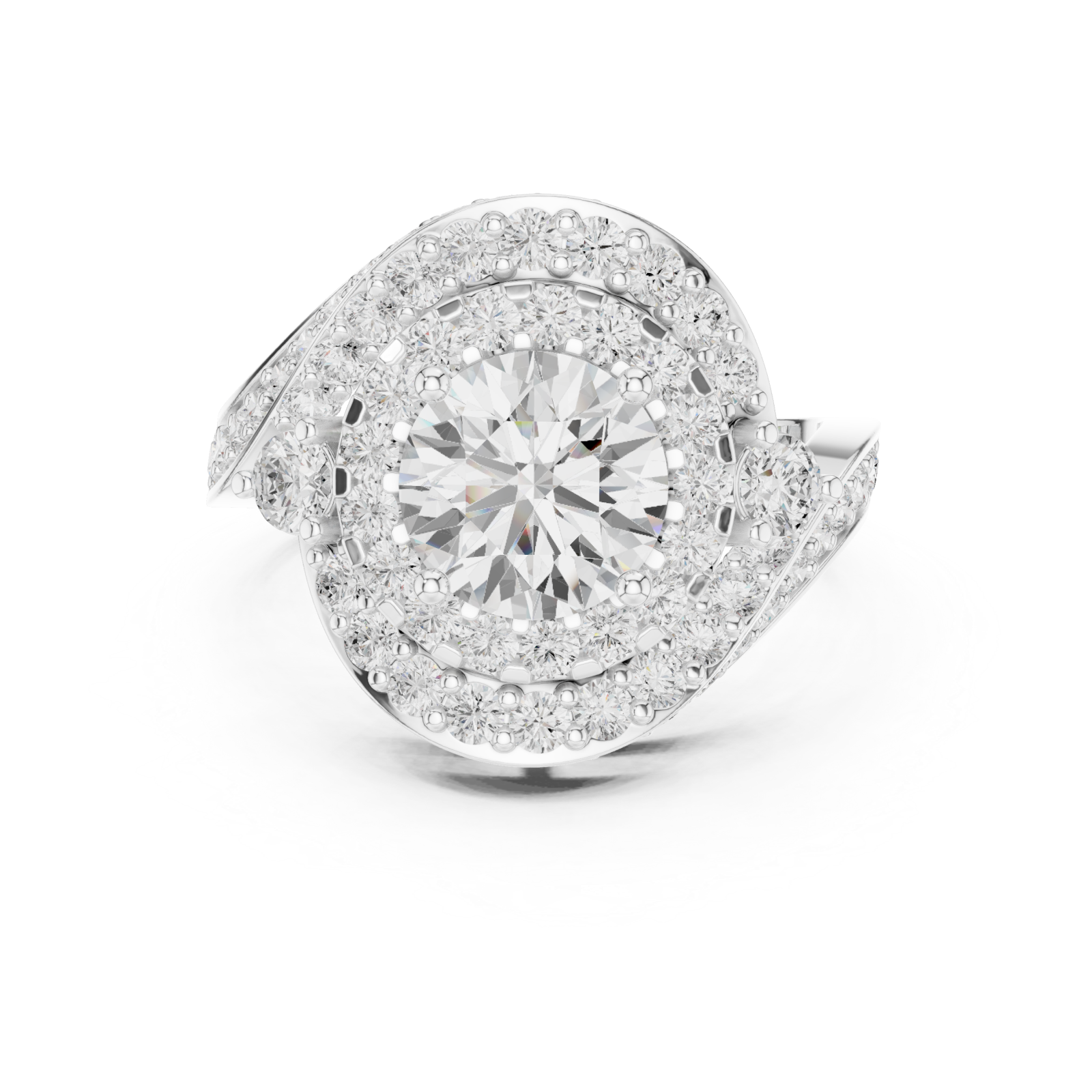  White Gold Luminous Allure Nouveau Band Ring Front View