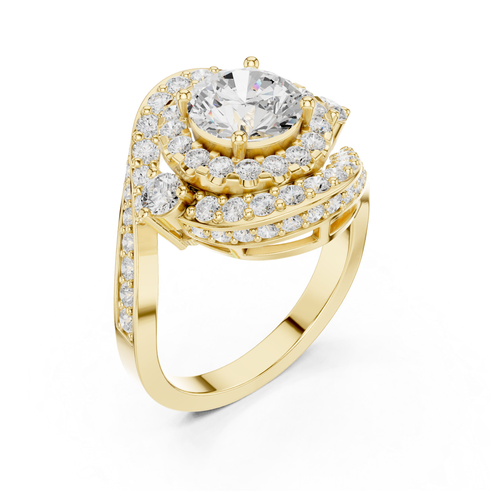 Gold Luminous Allure Nouveau Band Ring Right View