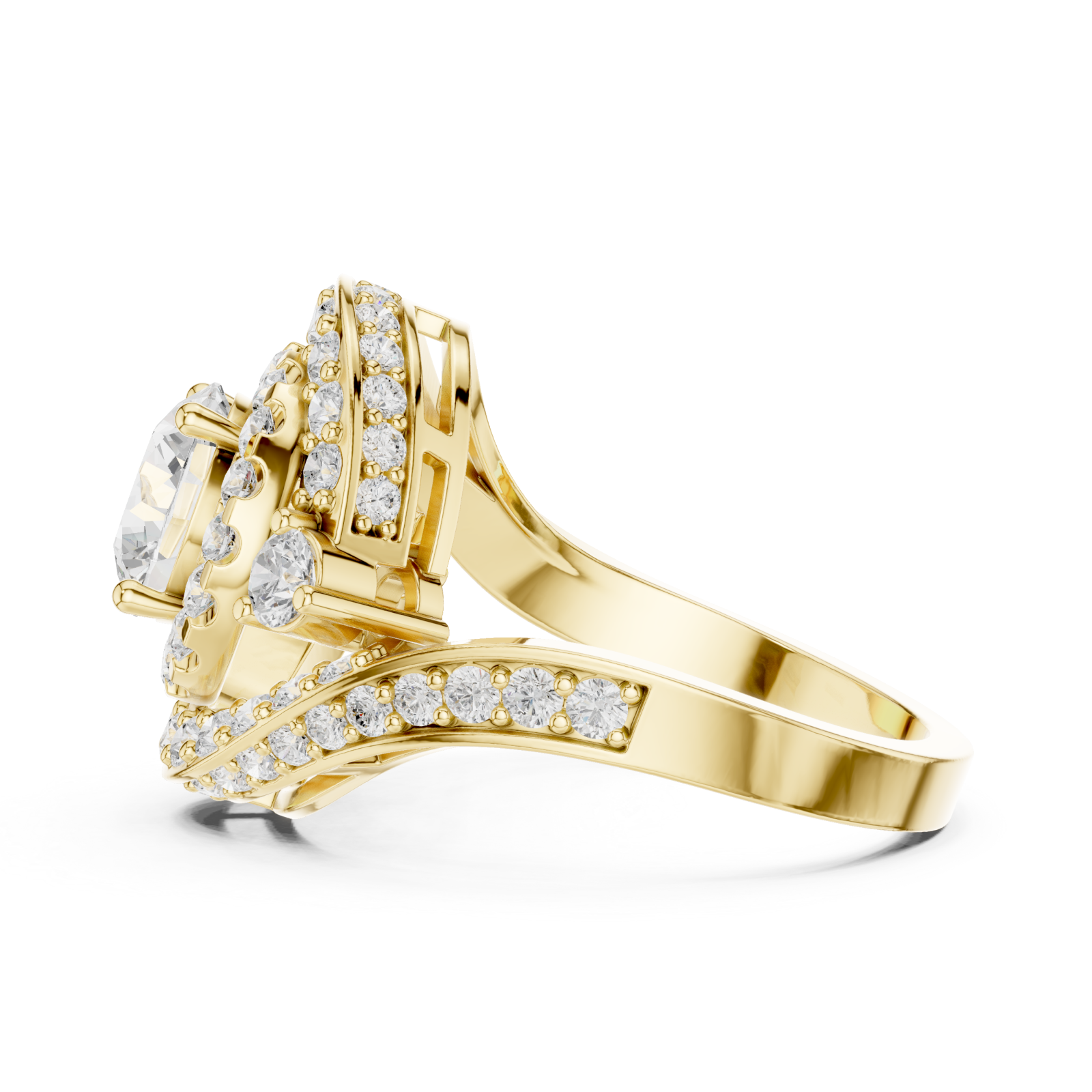  Gold Luminous Allure Nouveau Band Ring Side View