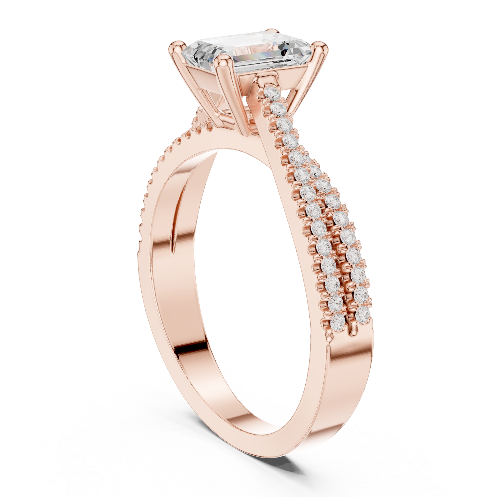  Rose Gold Regal Vista Halo Ring Left View
