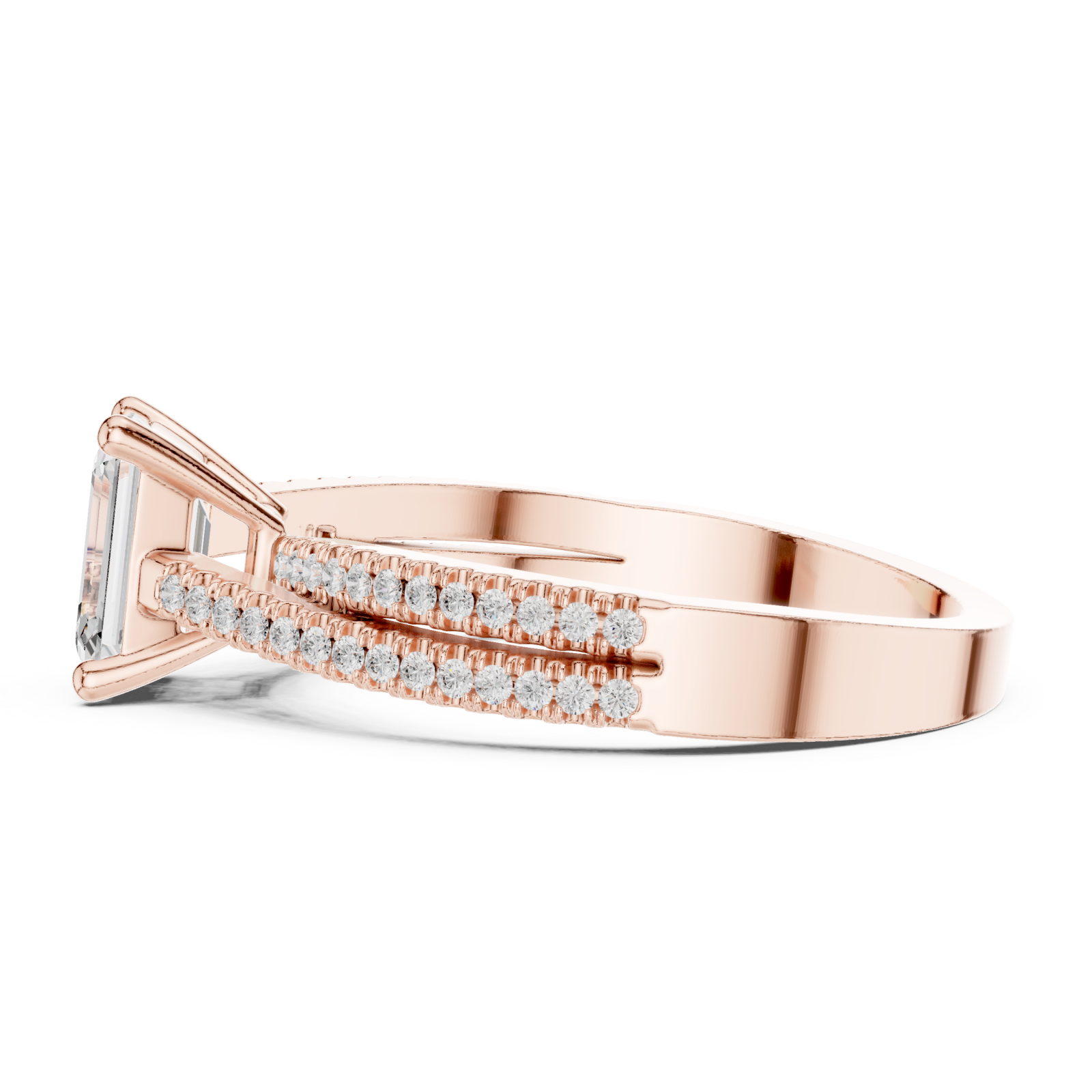  Rose Gold Regal Vista Halo Ring Side View