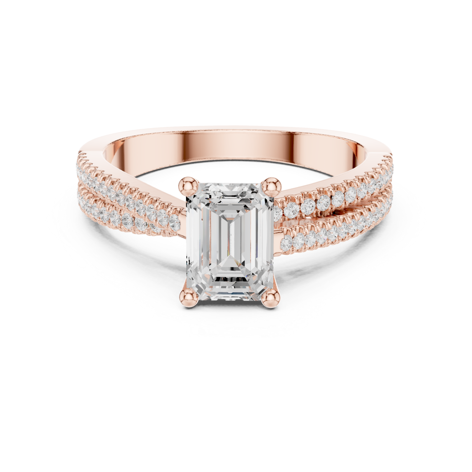  Rose Gold Regal Vista Halo Ring Front View