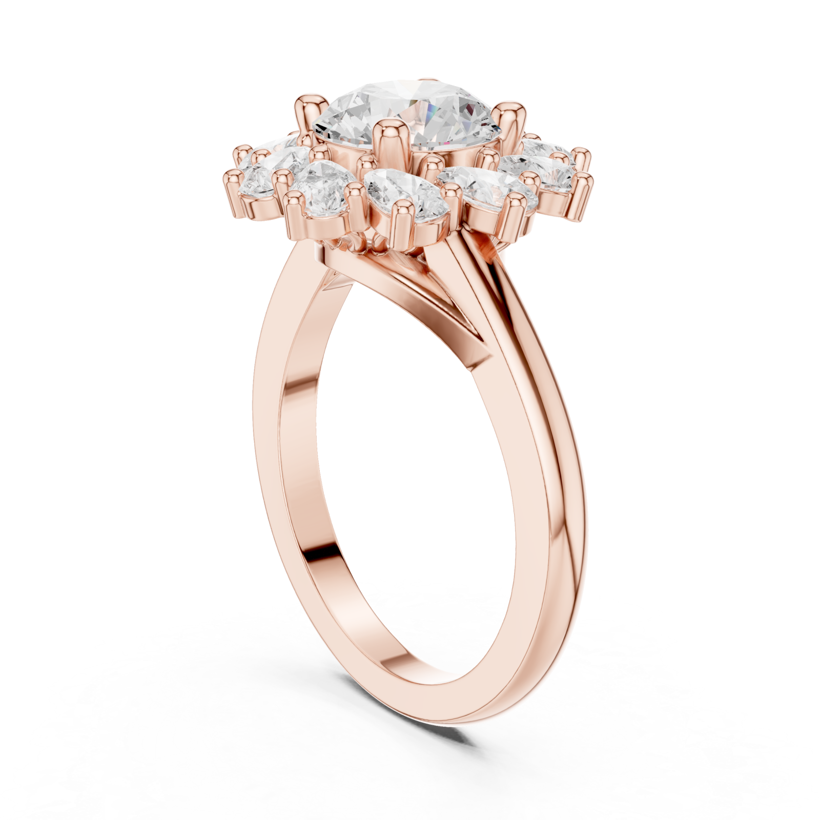  Rose Gold Heavenly Dewdrop Cascade Solitaire Ring Left View