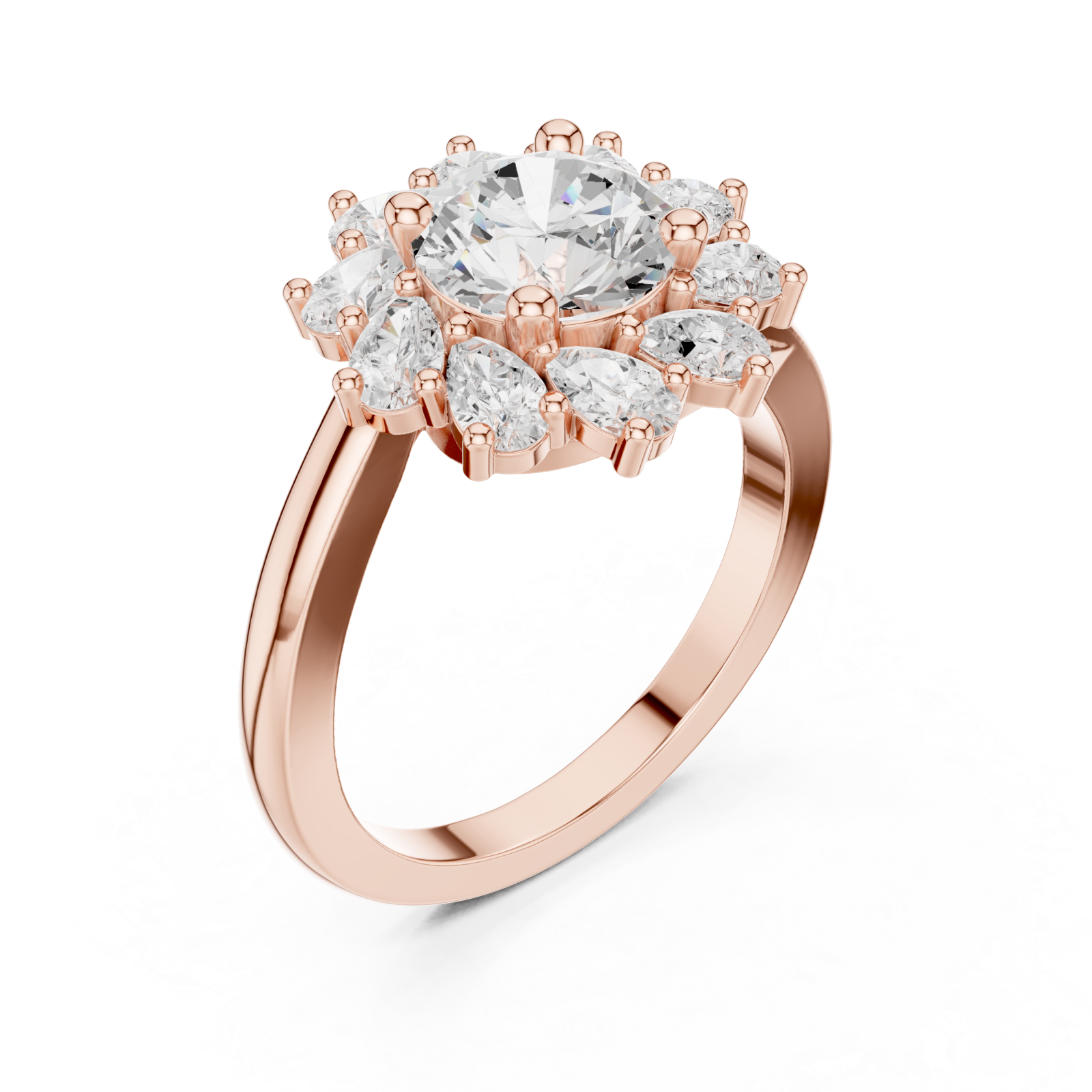  Rose Gold Heavenly Dewdrop Cascade Solitaire Ring Right View