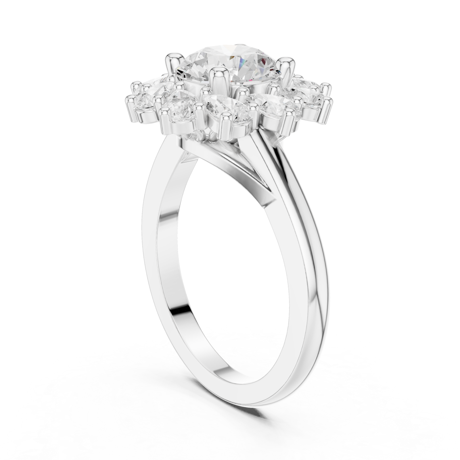  White Gold Heavenly Dewdrop Cascade Solitaire Ring Left View