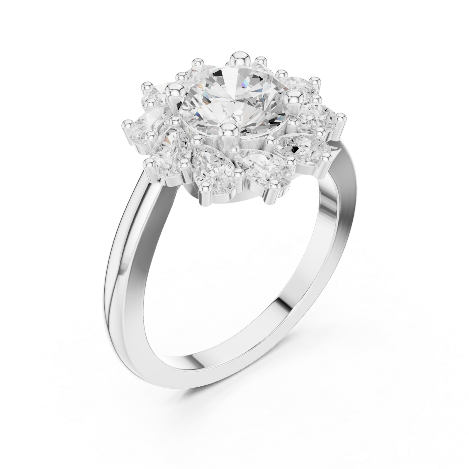  White Gold Heavenly Dewdrop Cascade Solitaire Ring Right View