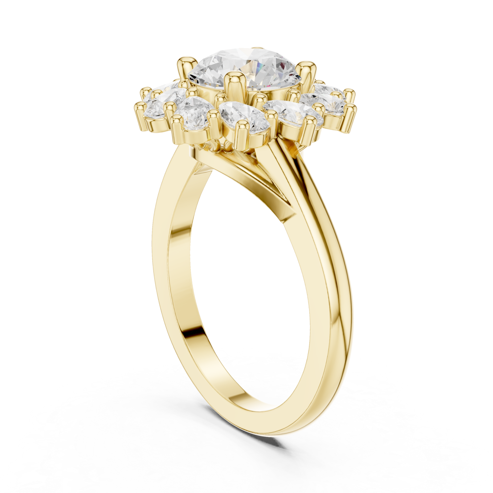  Gold Heavenly Dewdrop Cascade Solitaire Ring Left View