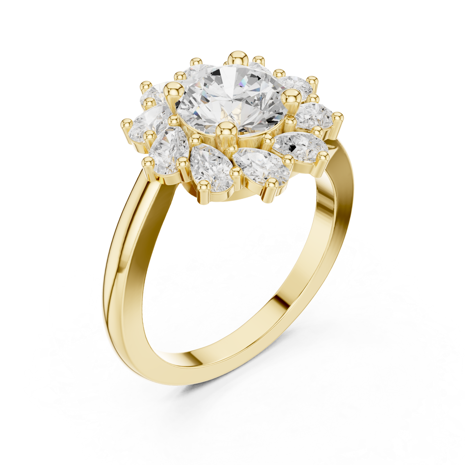 Gold Heavenly Dewdrop Cascade Solitaire Ring Right View