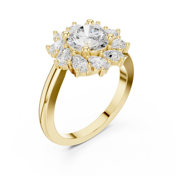 Gold Heavenly Dewdrop Cascade Solitaire Ring Right View
