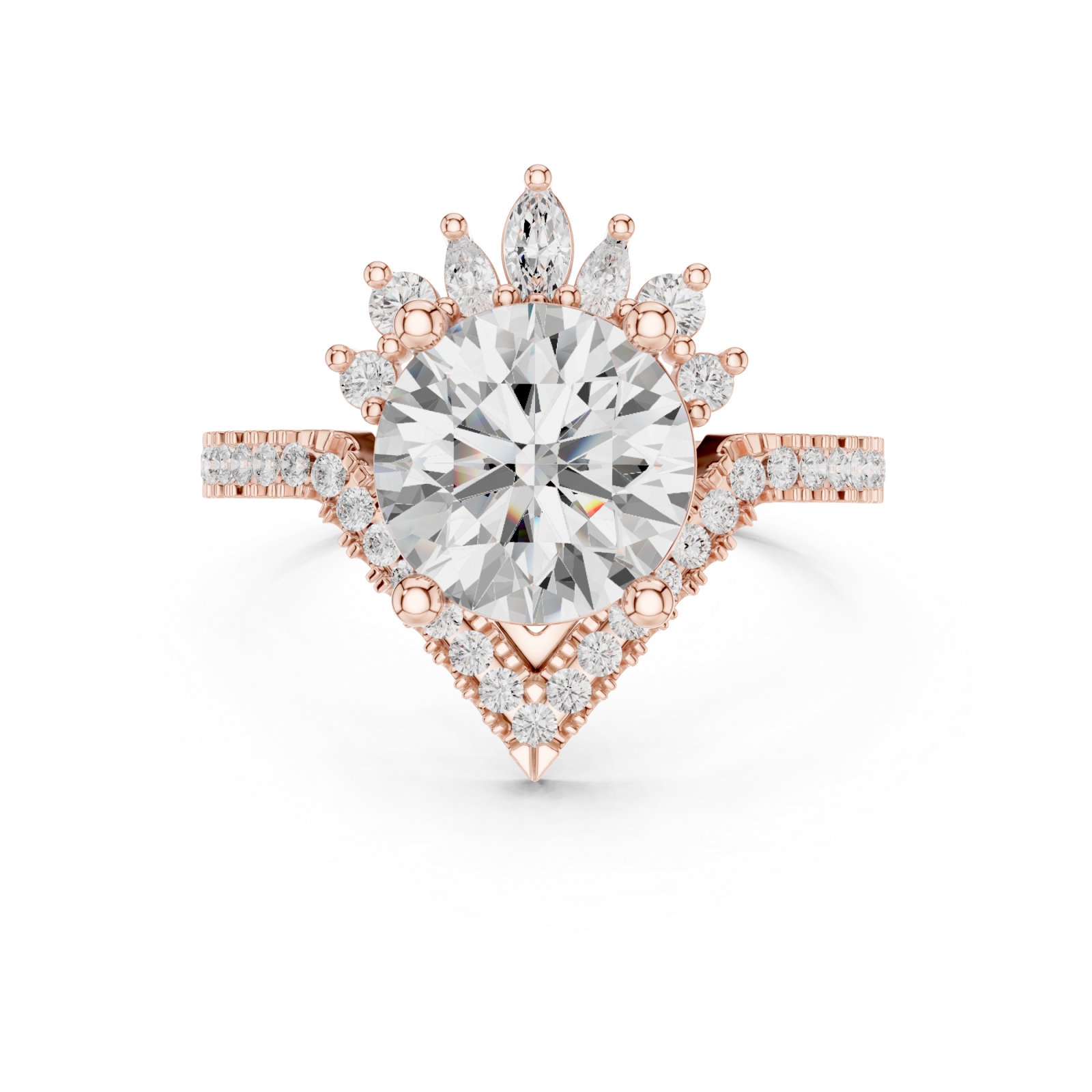  Rose Gold Lumina Crown Contour Ring Front View