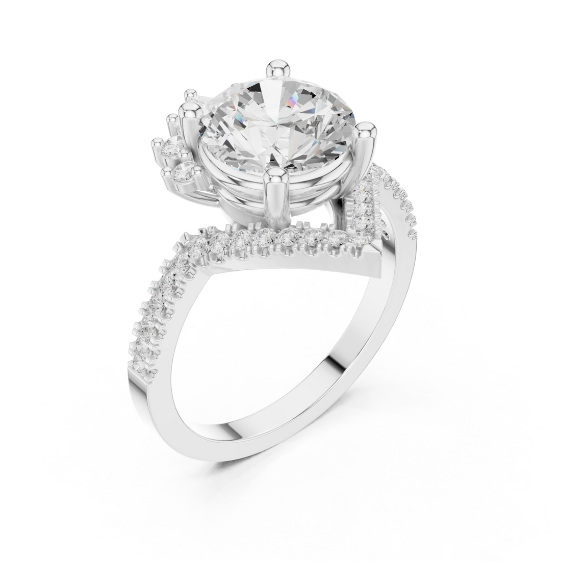  White Gold Lumina Crown Contour Ring Right View