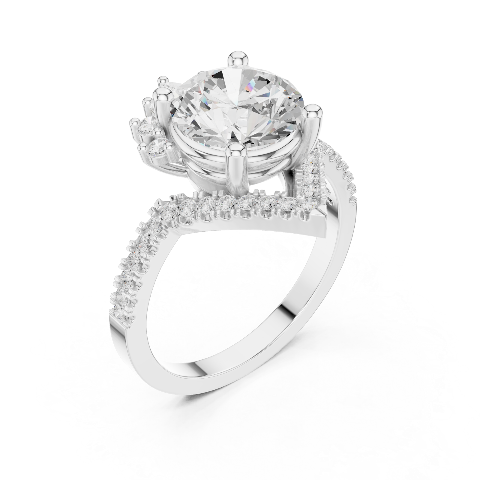  White Gold Lumina Crown Contour Ring Right View