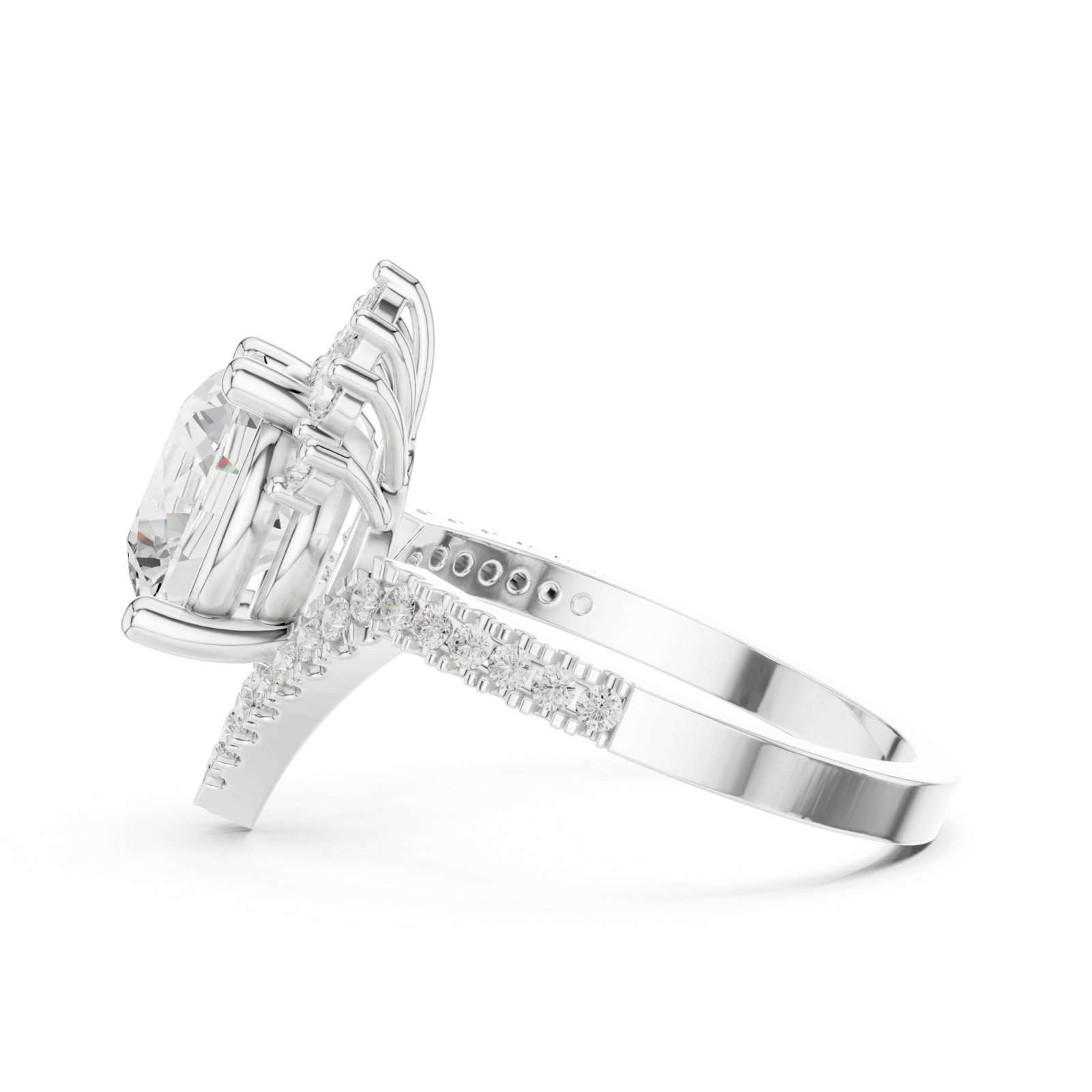  White Gold Lumina Crown Contour Ring Side View