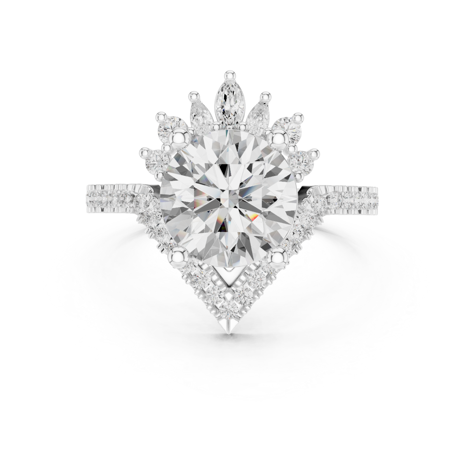  White Gold Lumina Crown Contour Ring Front View