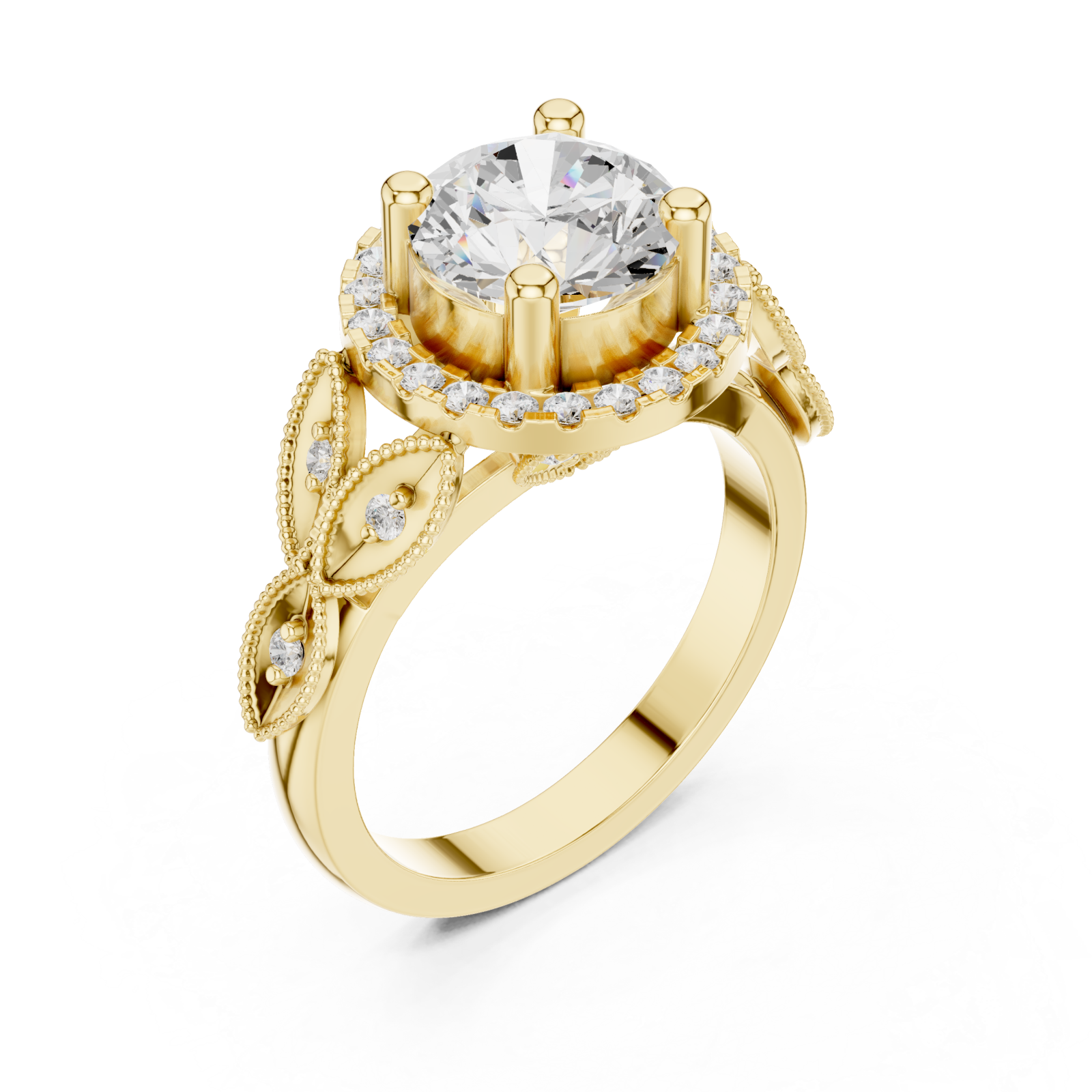 Gold Celestial Blossom Filigree Engagement Ring Right View