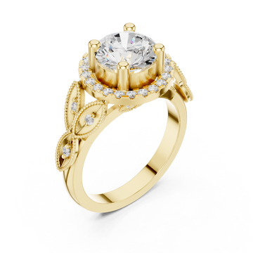 Gold Celestial Blossom Filigree Engagement Ring Right View