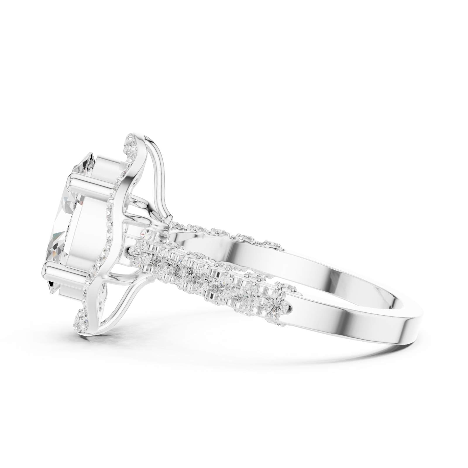  White Gold Twilight Promise Regal Statement Ring Side View