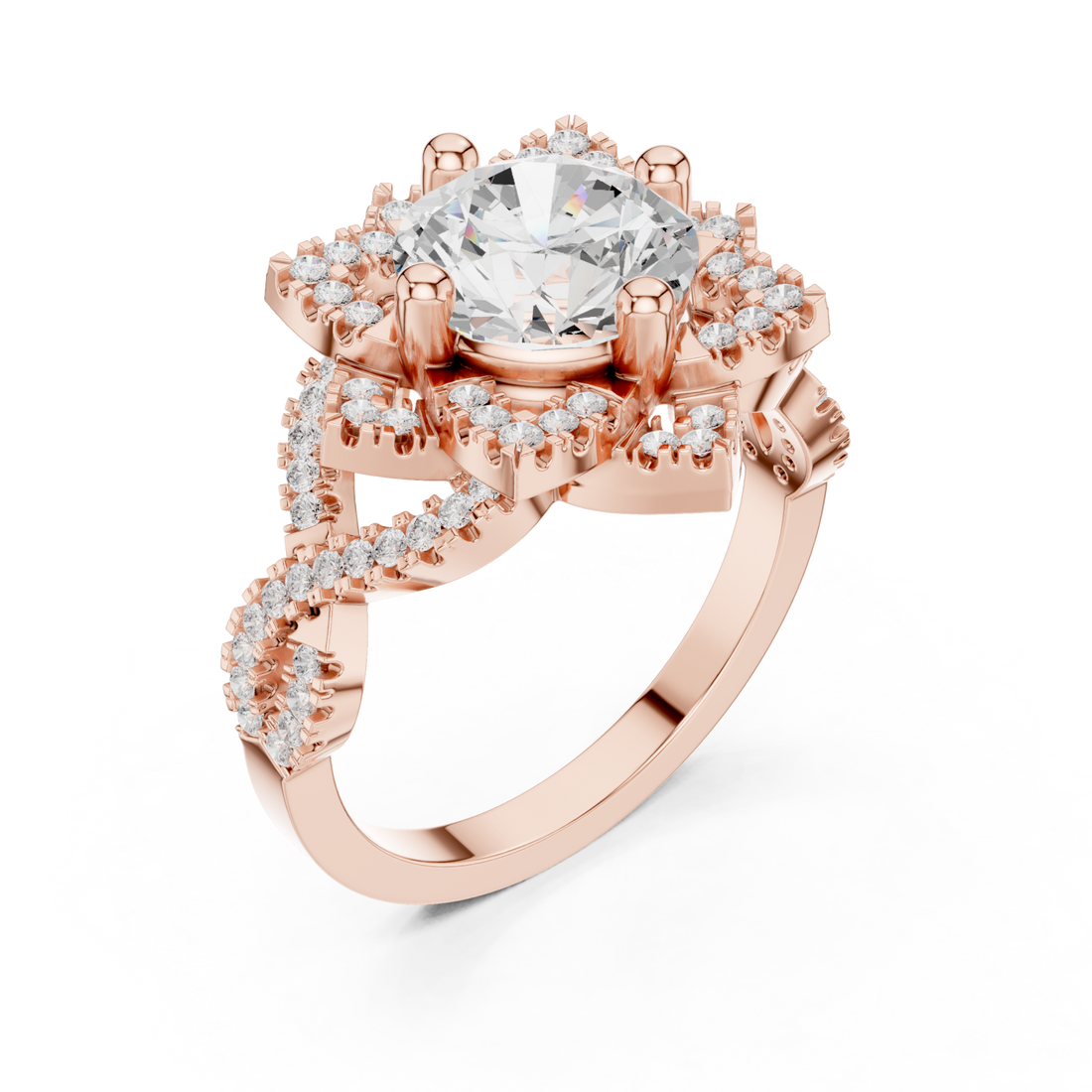  Rose Gold Twilight Cascade Swirl Ring Right View