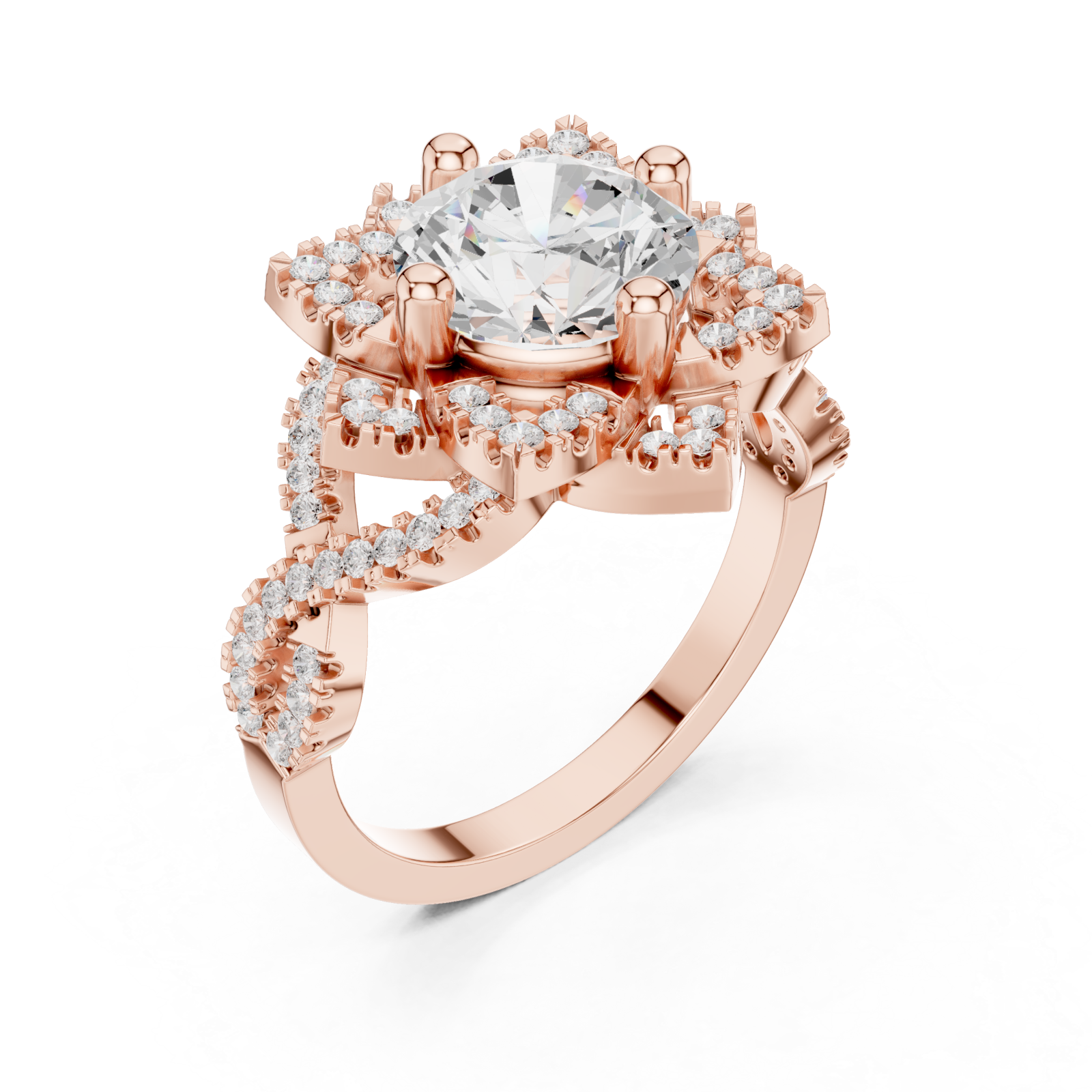  Rose Gold Twilight Cascade Swirl Ring Right View