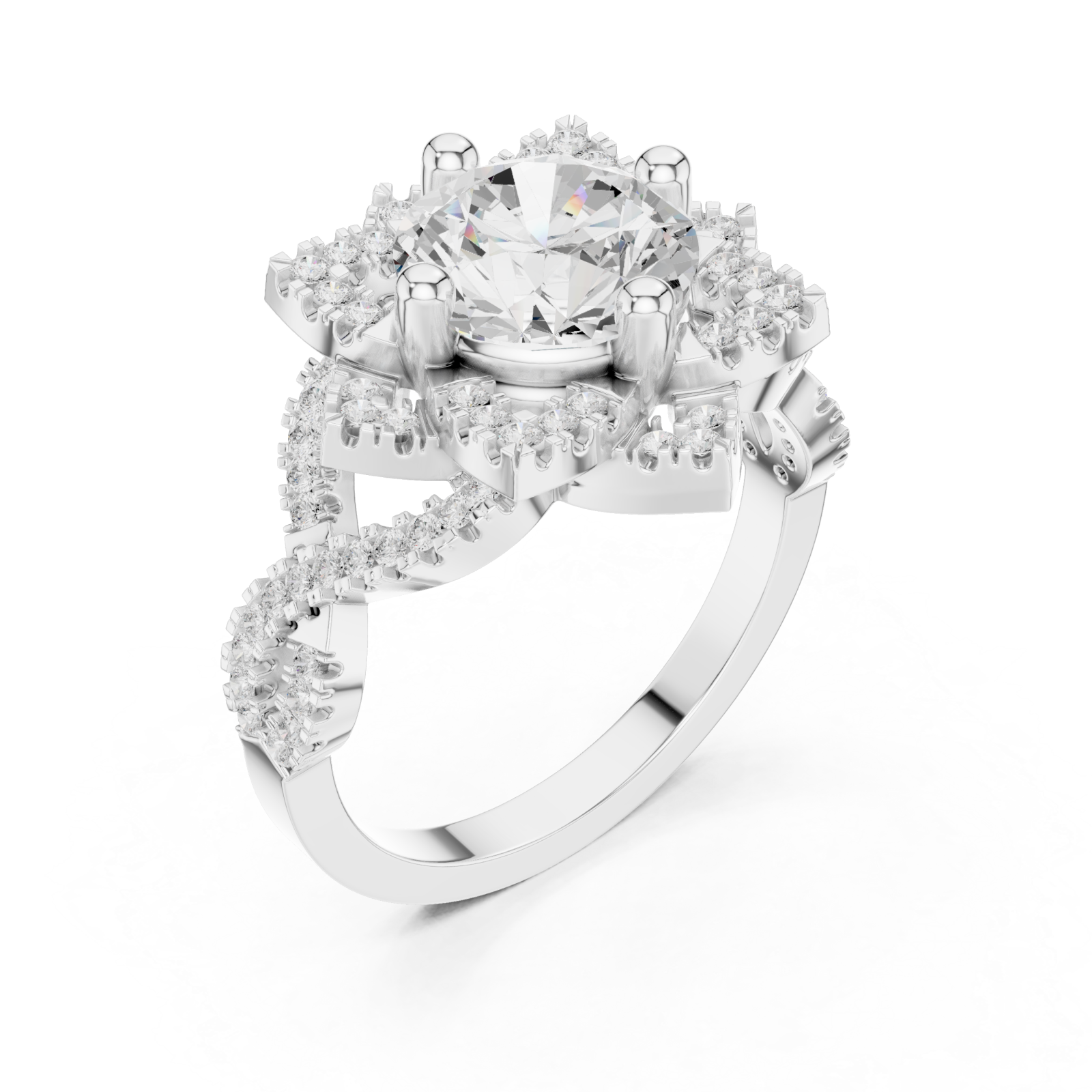  White Gold Twilight Cascade Swirl Ring Right View