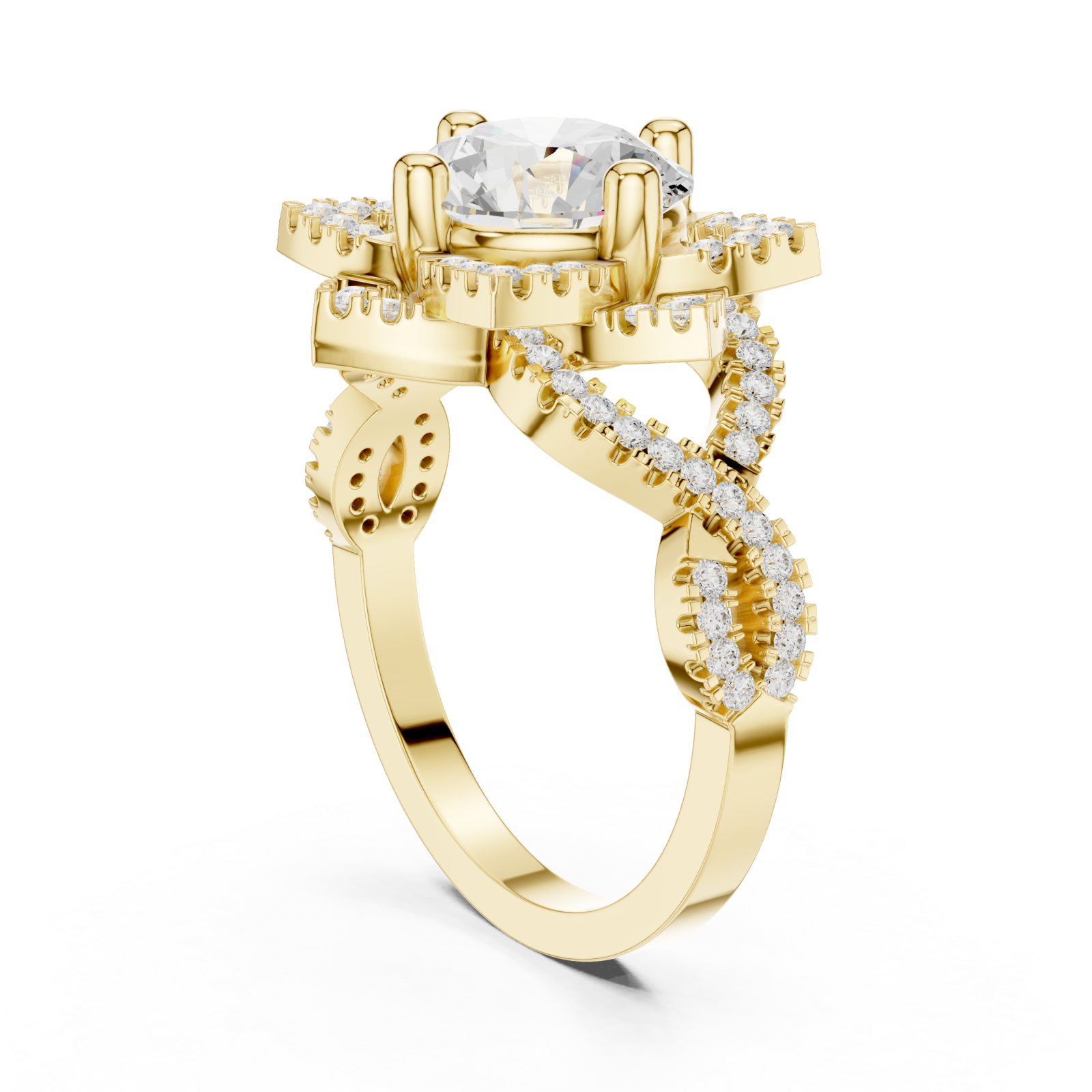  Gold Twilight Cascade Swirl Ring Left View