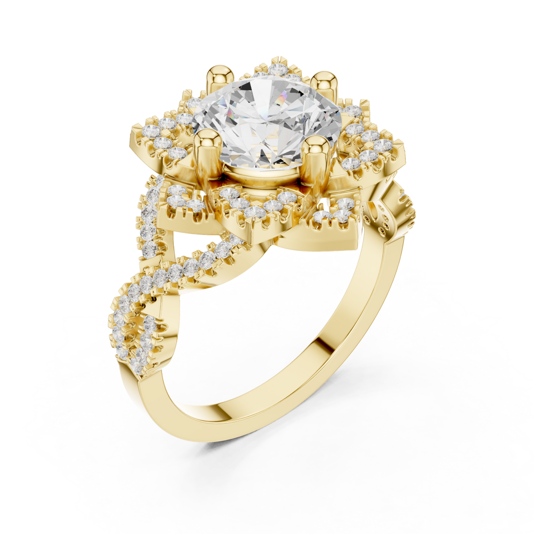 Gold Twilight Cascade Swirl Ring Right View