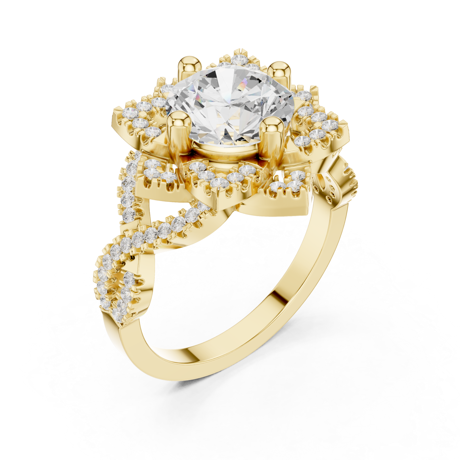 Gold Twilight Cascade Swirl Ring Right View