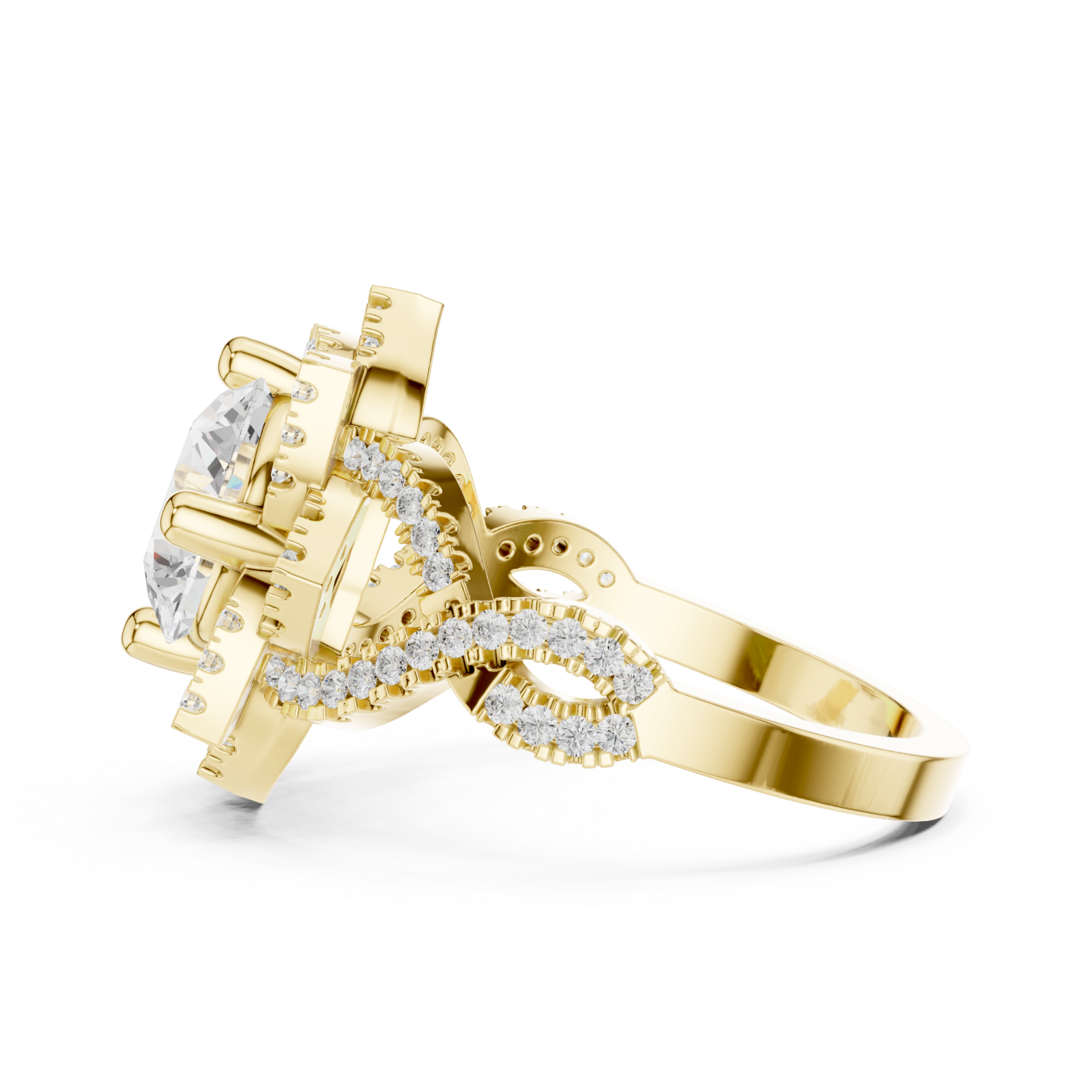  Gold Twilight Cascade Swirl Ring Side View