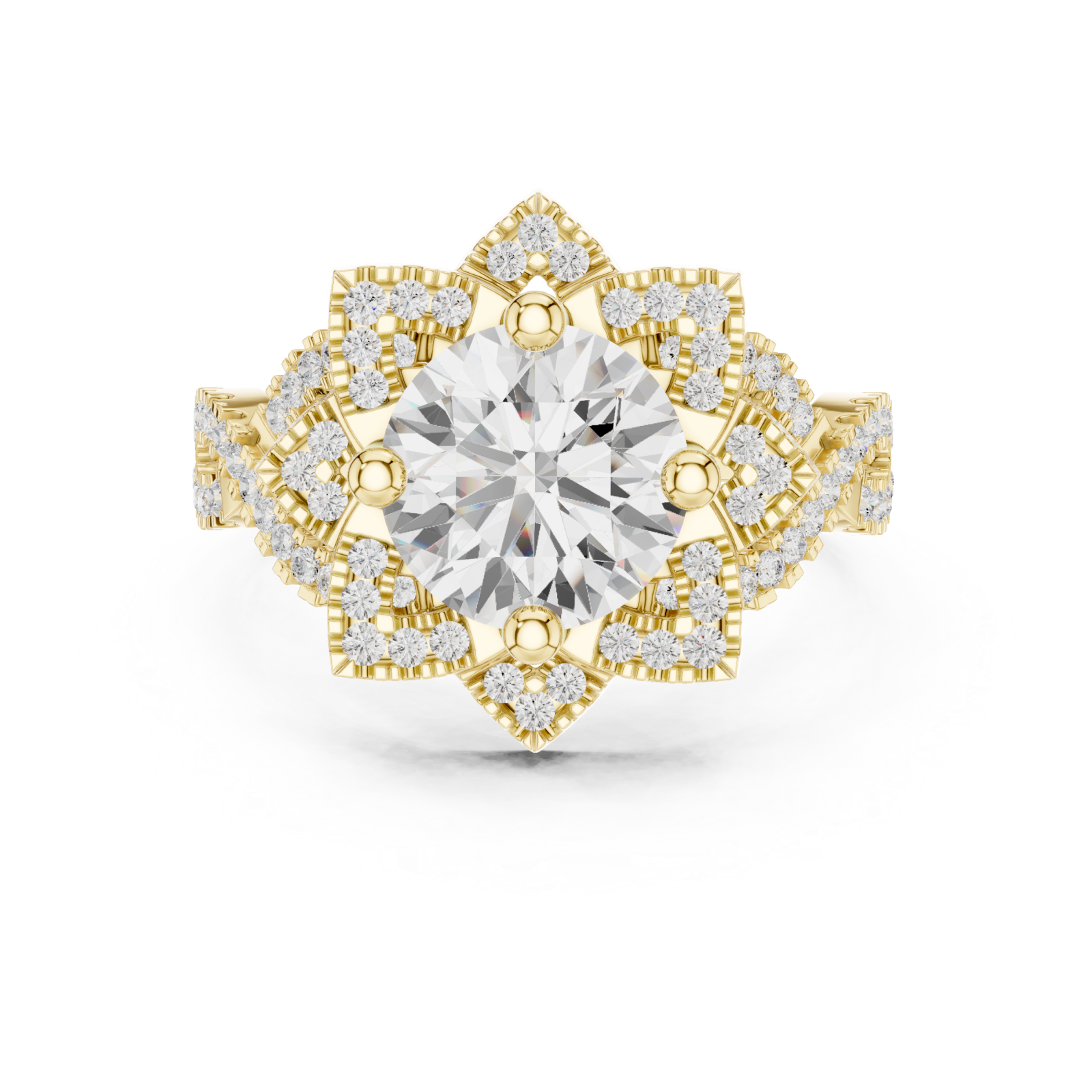  Gold Twilight Cascade Swirl Ring Front View
