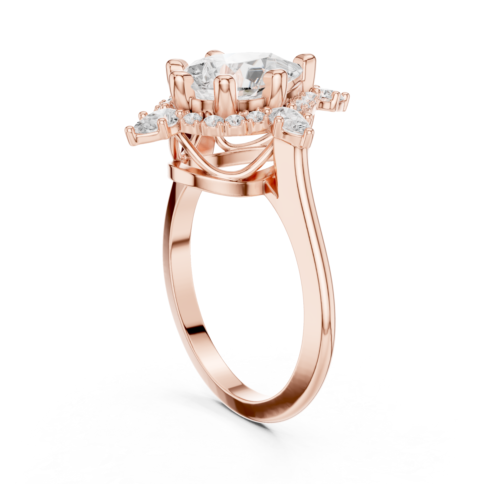  Rose Gold Whispering Radiance Solitaire Ring Left View