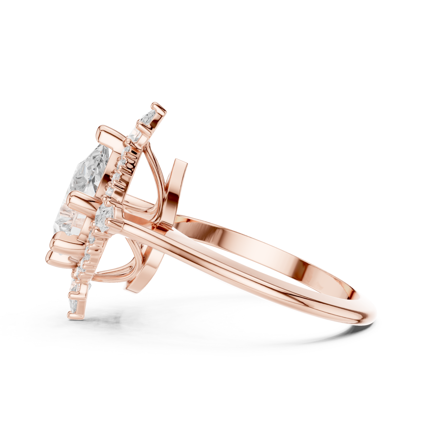  Rose Gold Whispering Radiance Solitaire Ring Side View