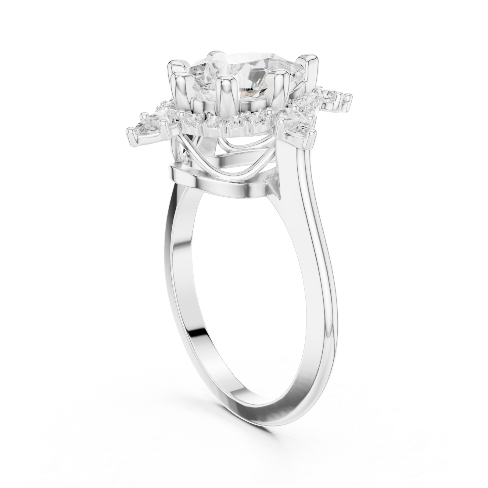  White Gold Whispering Radiance Solitaire Ring Left View