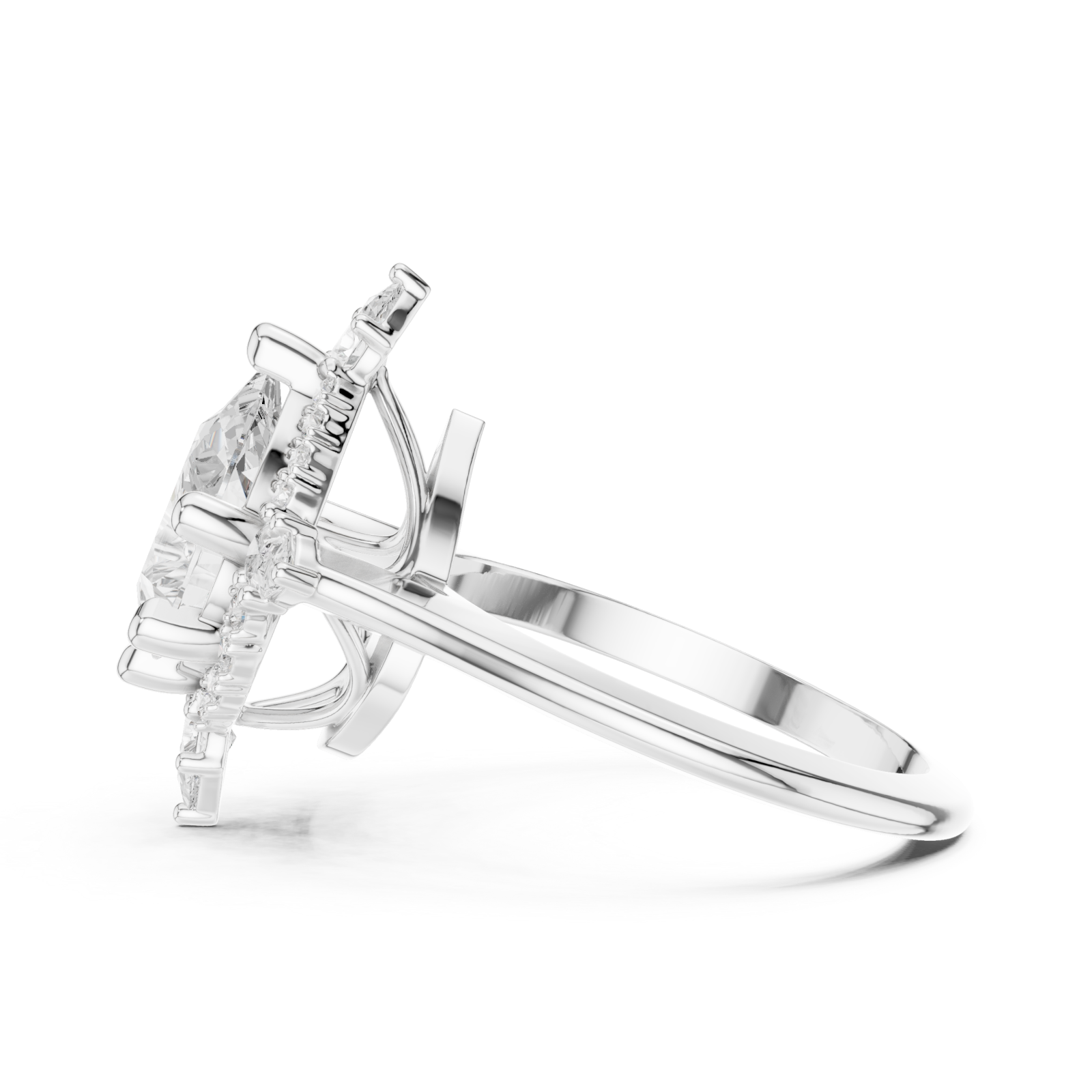  White Gold Whispering Radiance Solitaire Ring Side View